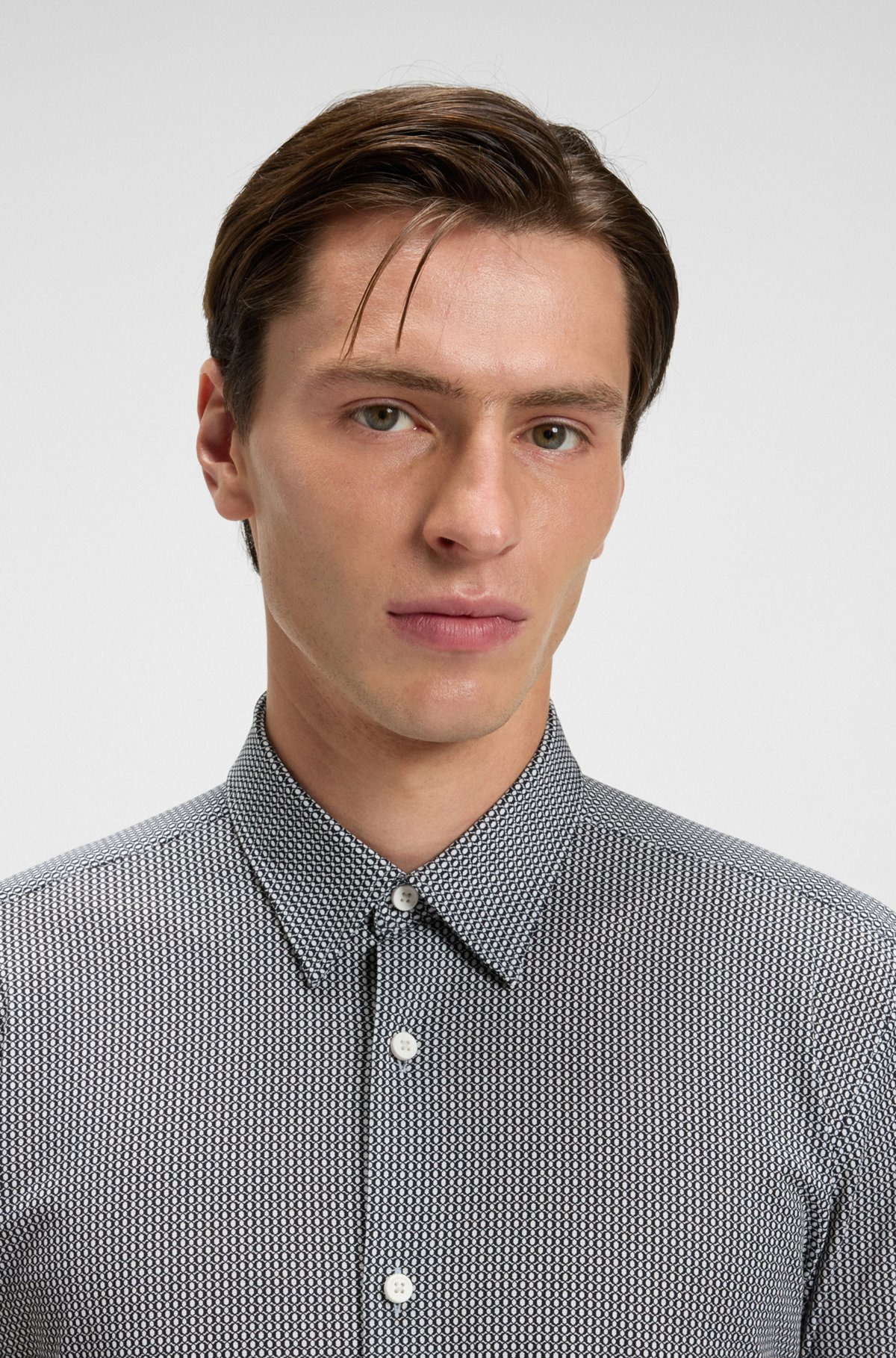SLIM-FIT SHIRT IN PATTERNED FLEX-WEAVE FABRIC - 3