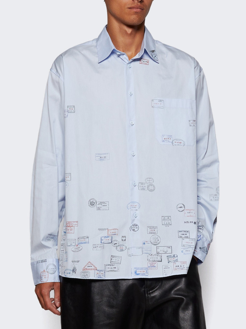 VETEMENTS Passport Stamps Shirt Baby Blue outlook