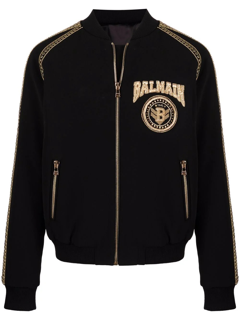 logo-patch bomber jacket - 1