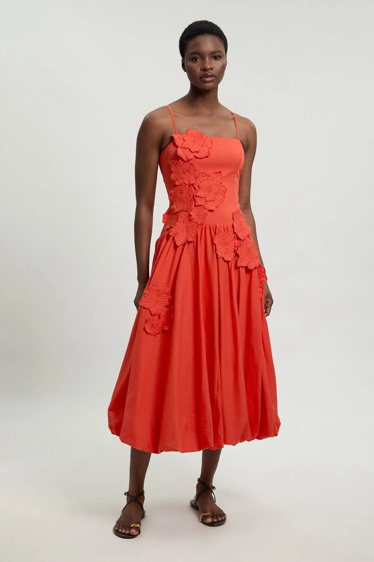 karen millen cotton dress Karen Millen Floral Silk Cotton Tie Strap Woven Midi Dress in Light Blue