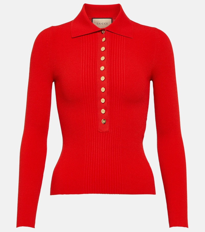 Ribbed-knit polo sweater 1