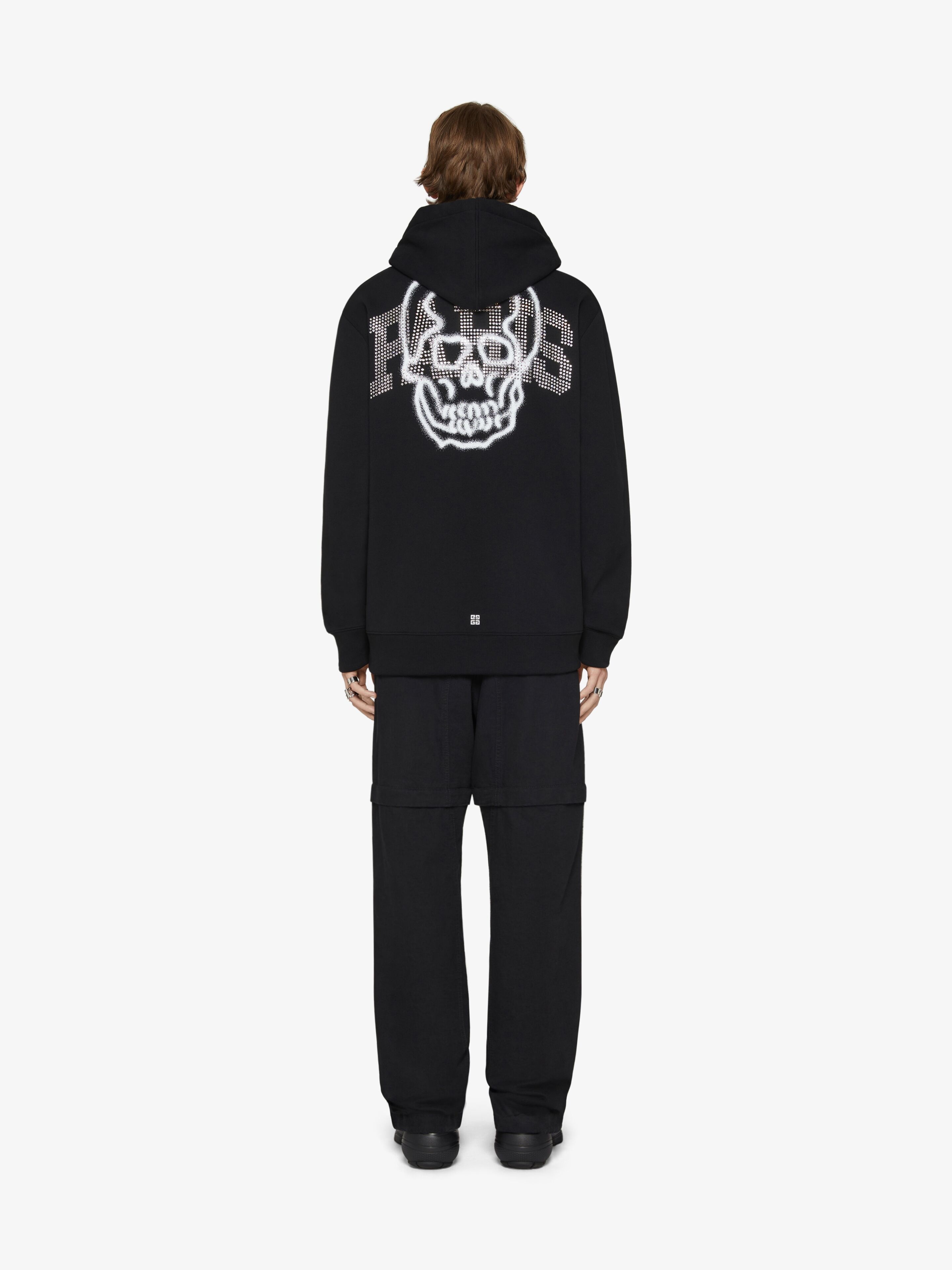 PARIS SKULL HOODIE IN FELPA WITH RHINESTONES - 4