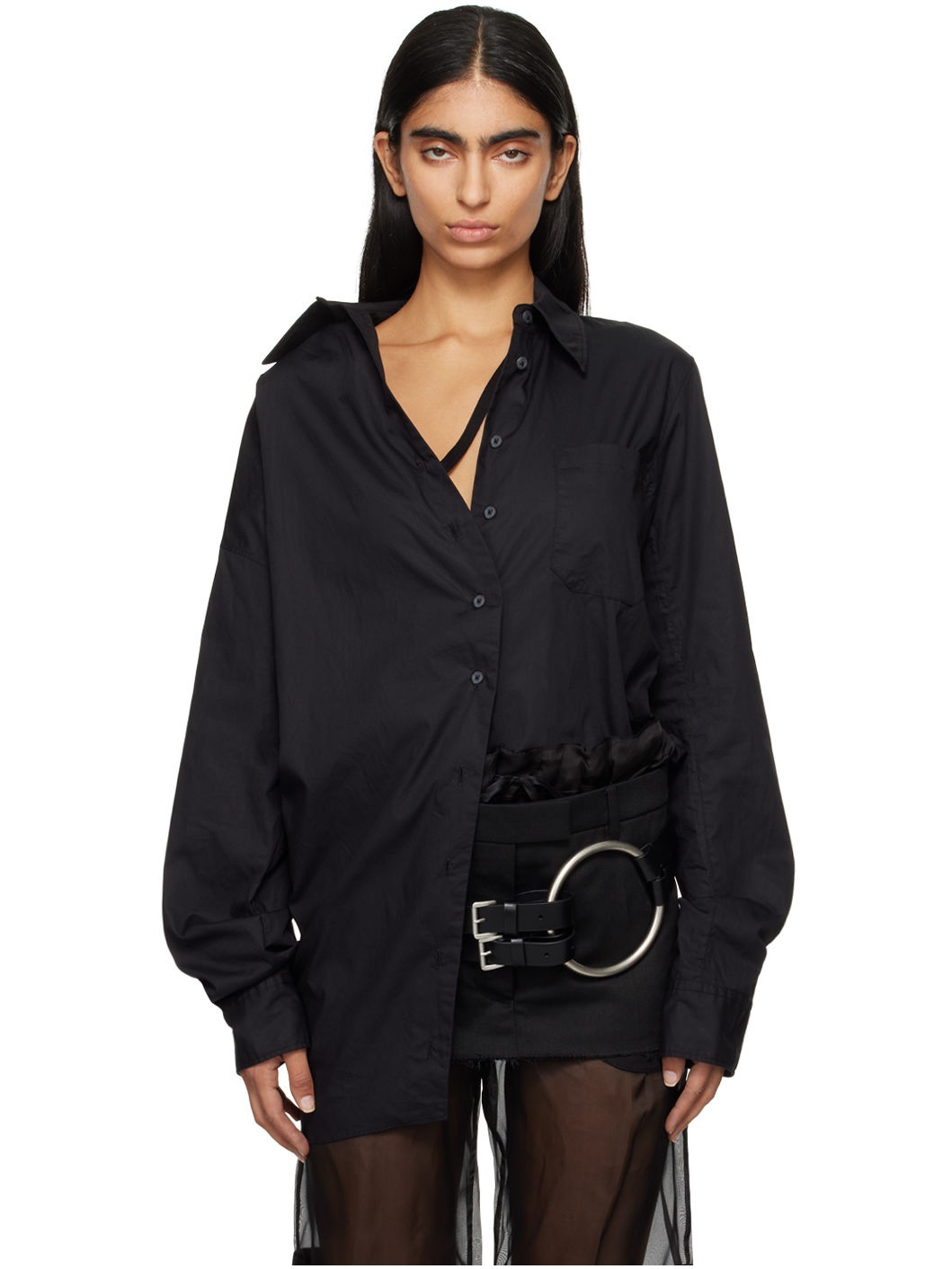 Black Daria Drop Shoulder Shirt - 1