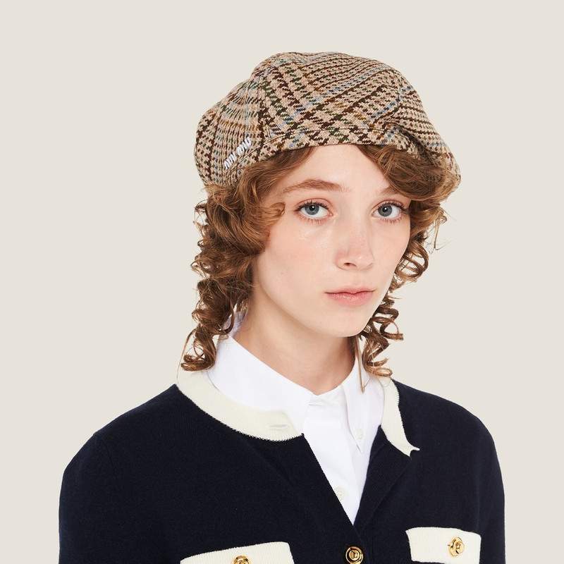 Plaid Shetland wool beret 1