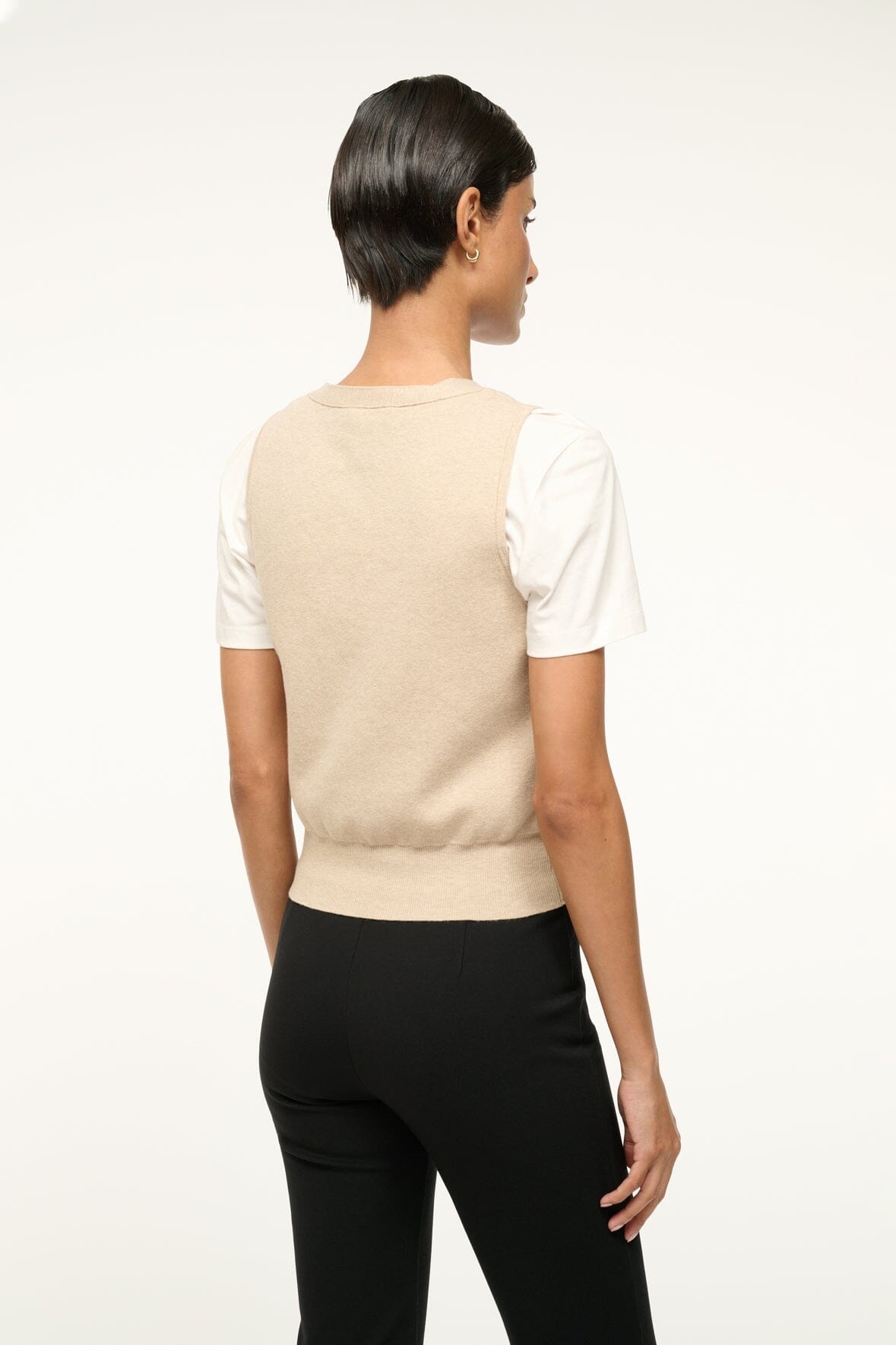 STAUD FICUS SWEATER VEST STONE - 5