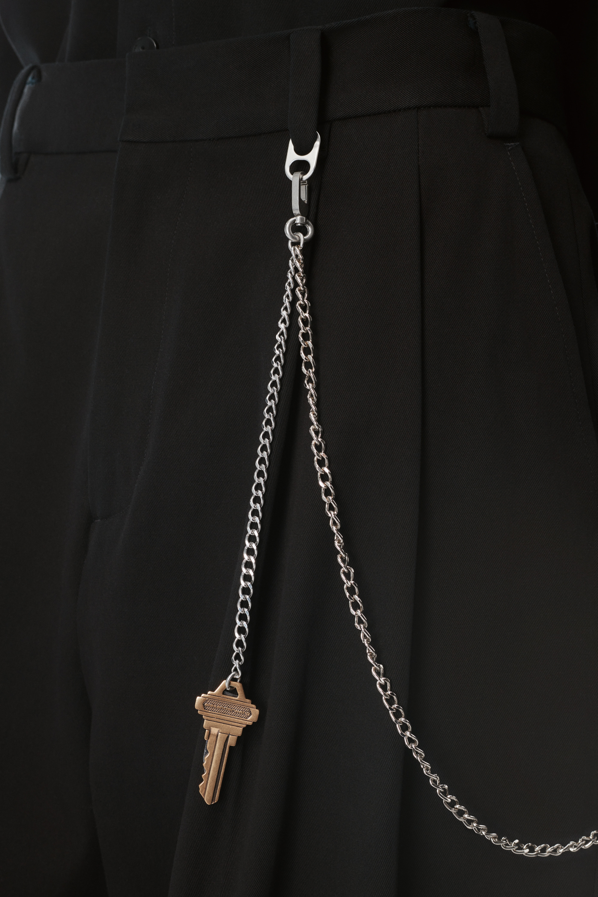 Black Cotton Pants with Key Hardware - 5