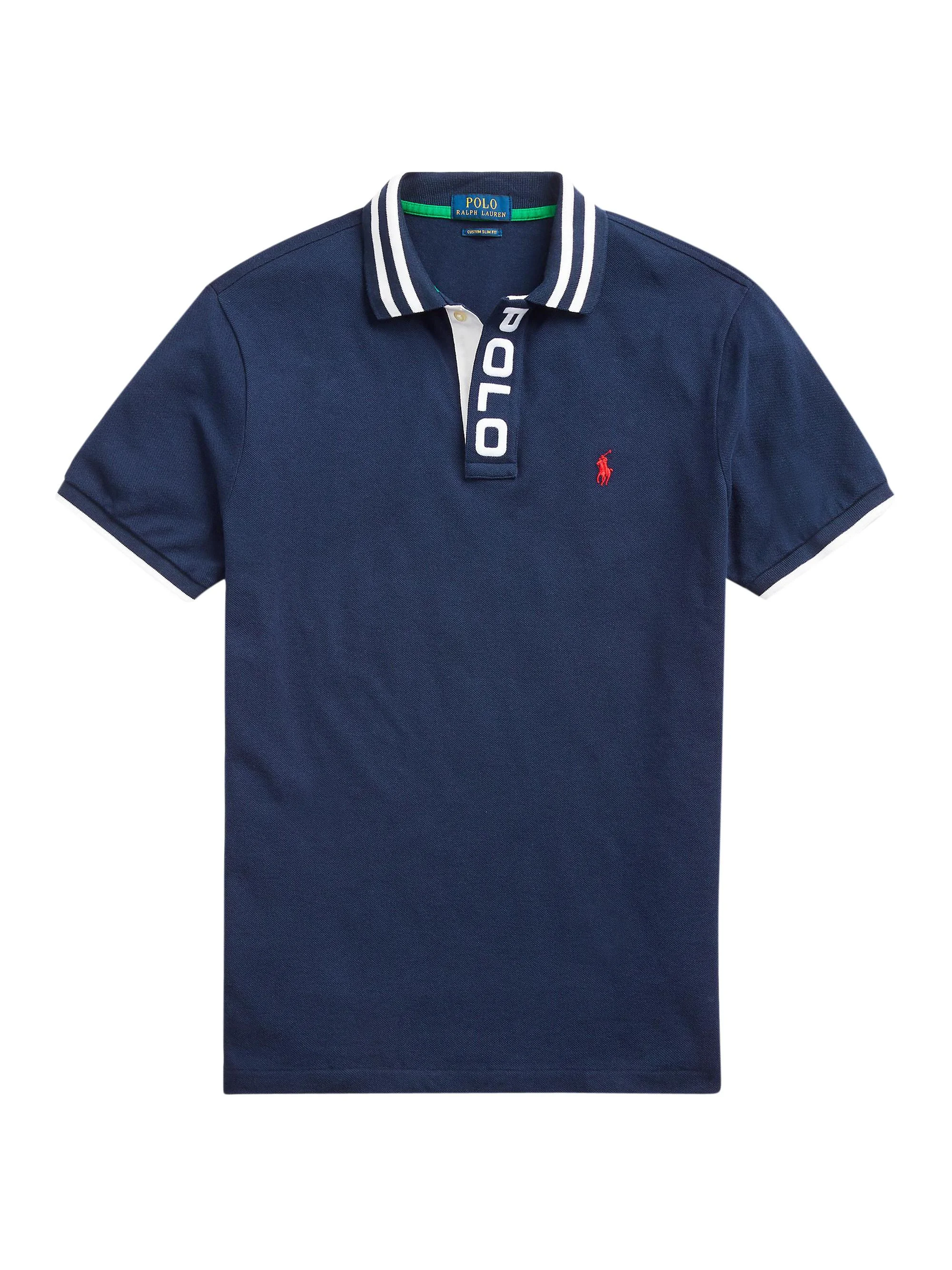 Men's Custom Slim-Fit Mesh Polo - Navy - 1