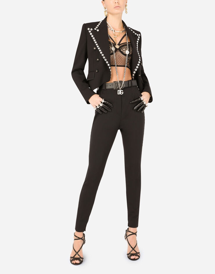 Woolen tuxedo pants with crystals - 6