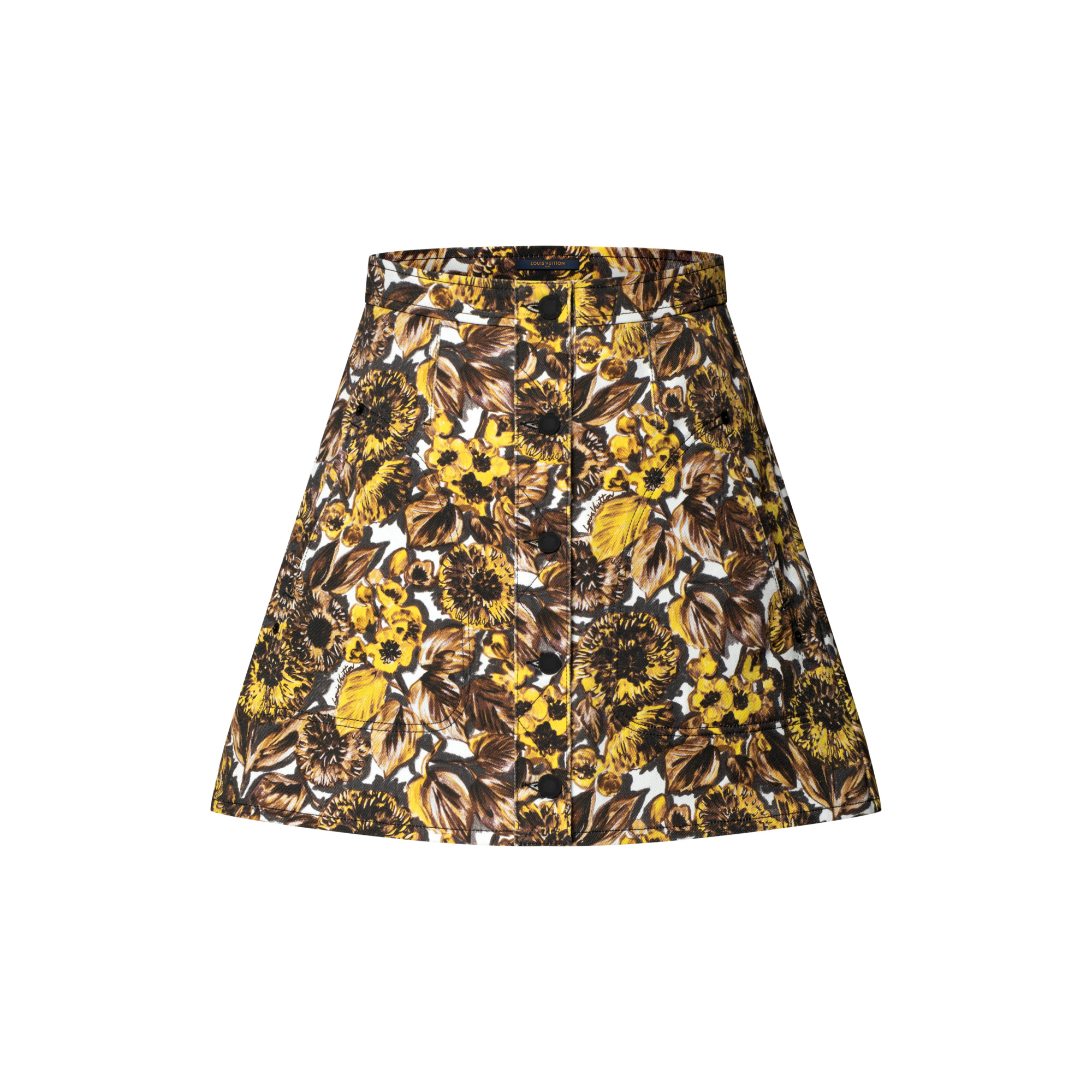 Floral Print Button Front Skirt - 1
