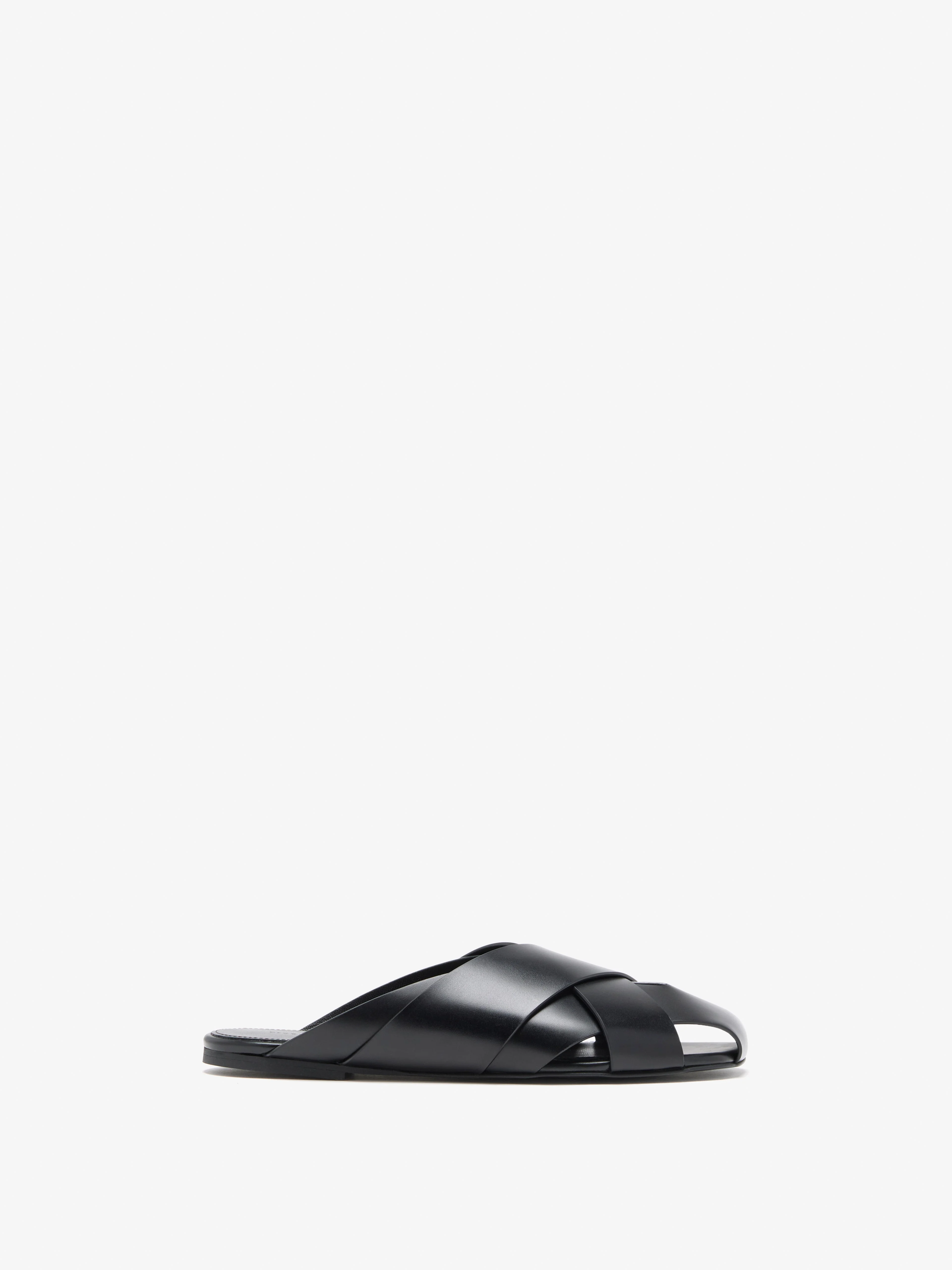 Slant Cross Slides in Brushed Calf - 1