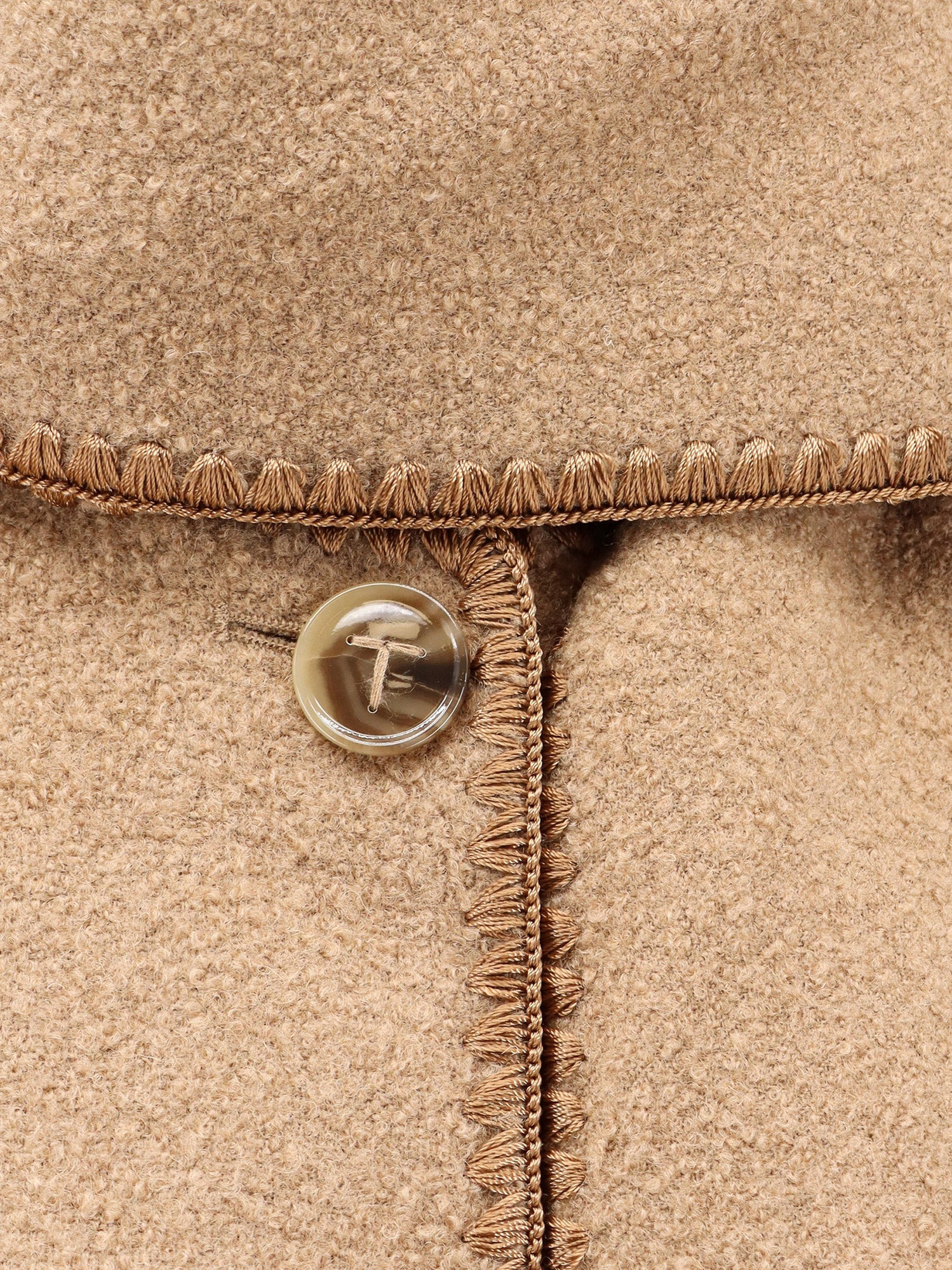 Embroidered Scarf Wool Blend Jacket - 3