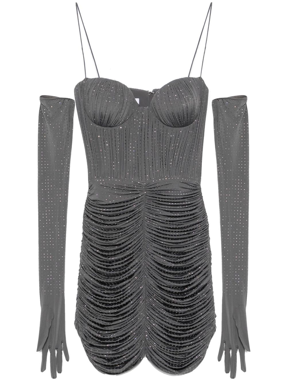 crystal ruched mini dress - 1