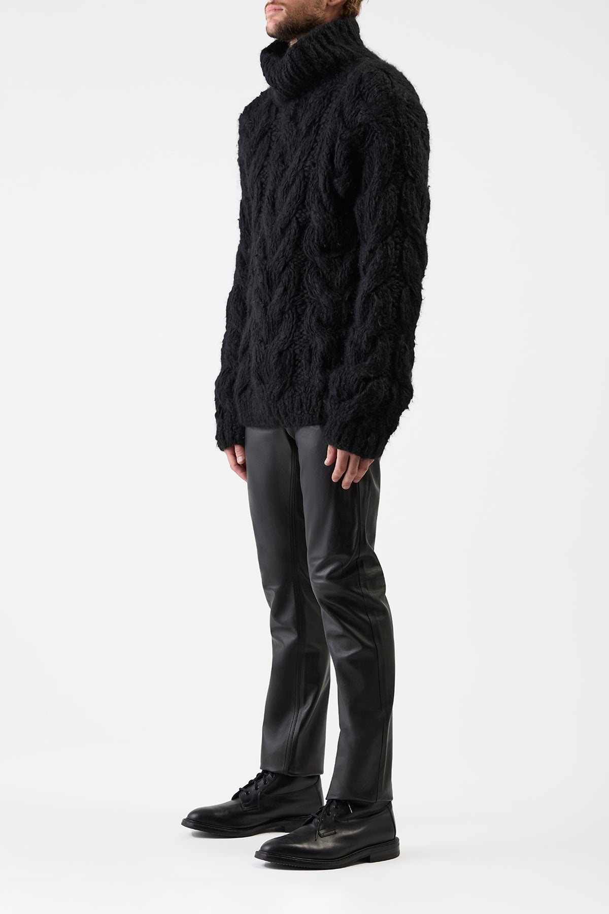 Ray Knit Sweater in Black Welfat Cashmere - 4