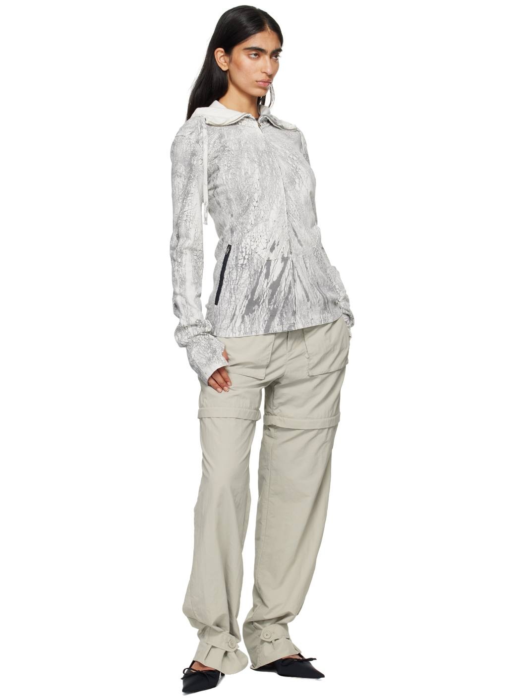 Gray Zippered Dyed Hoodie - 4
