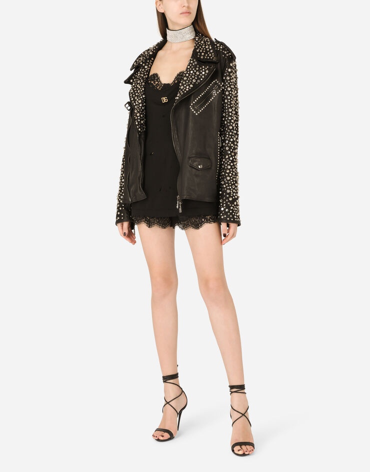 Studded leather biker jacket - 6