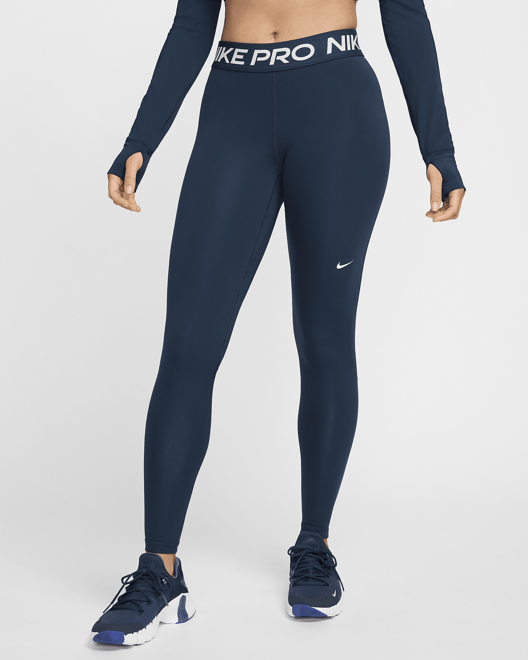 Nike Pro Women's Mid-Rise Mesh-Paneled Leggings - 1