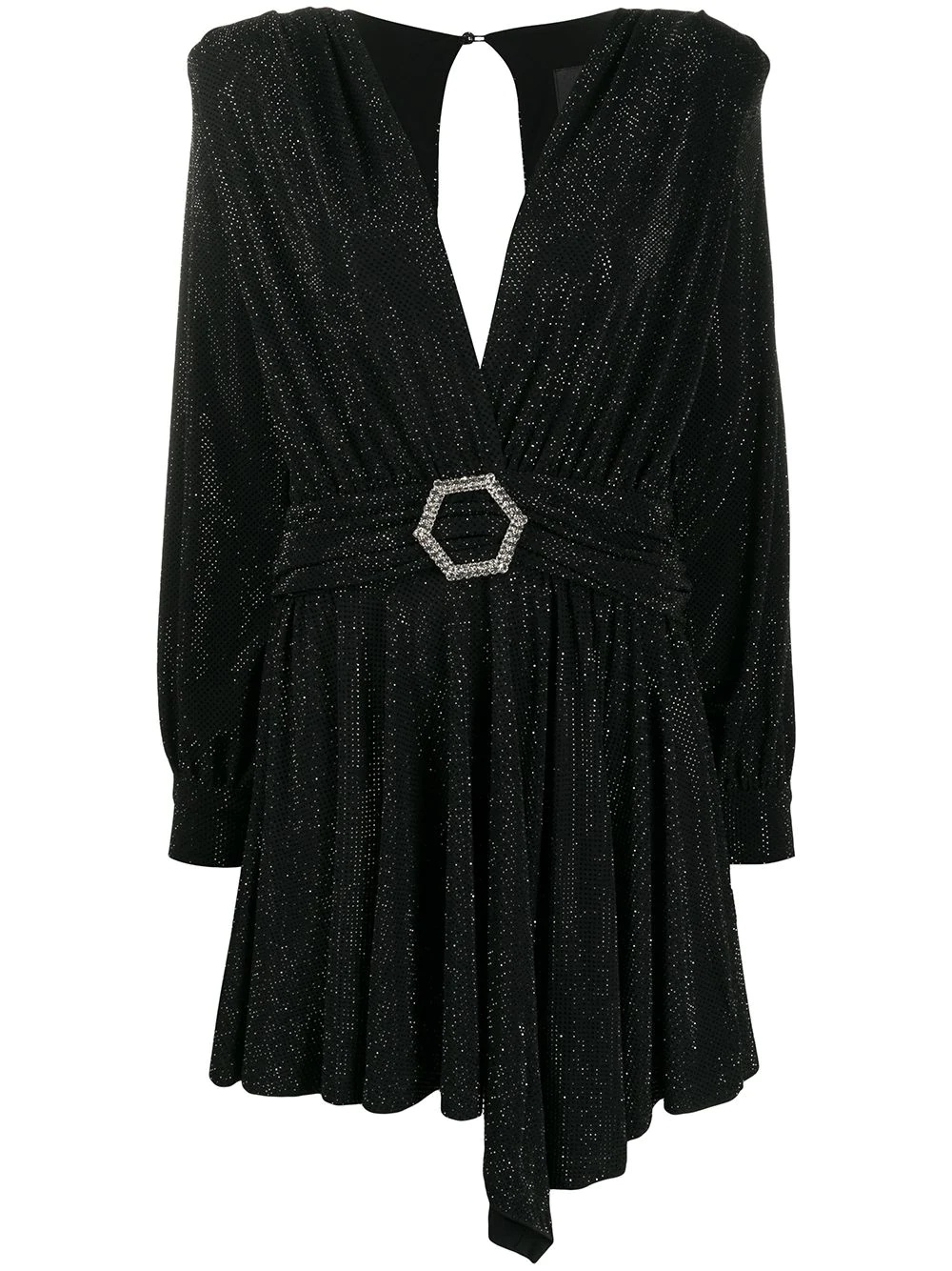 belted long-sleeve mini dress - 1