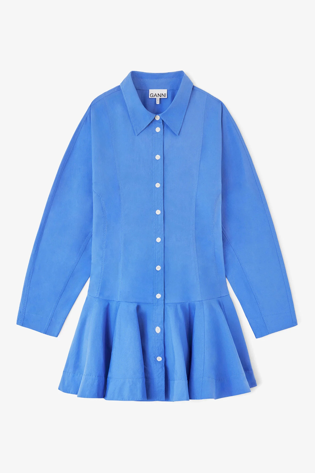 GANNI SHIRT DRESS IN BLUE COTTON - A1030645