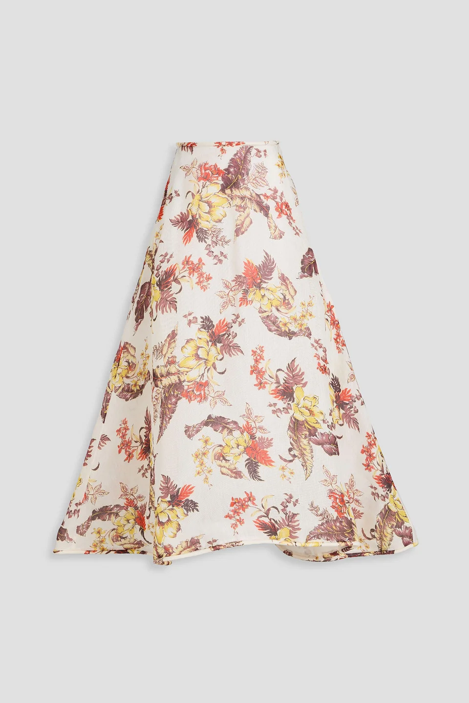 Floral-print linen and silk-blend gauze maxi skirt - 1