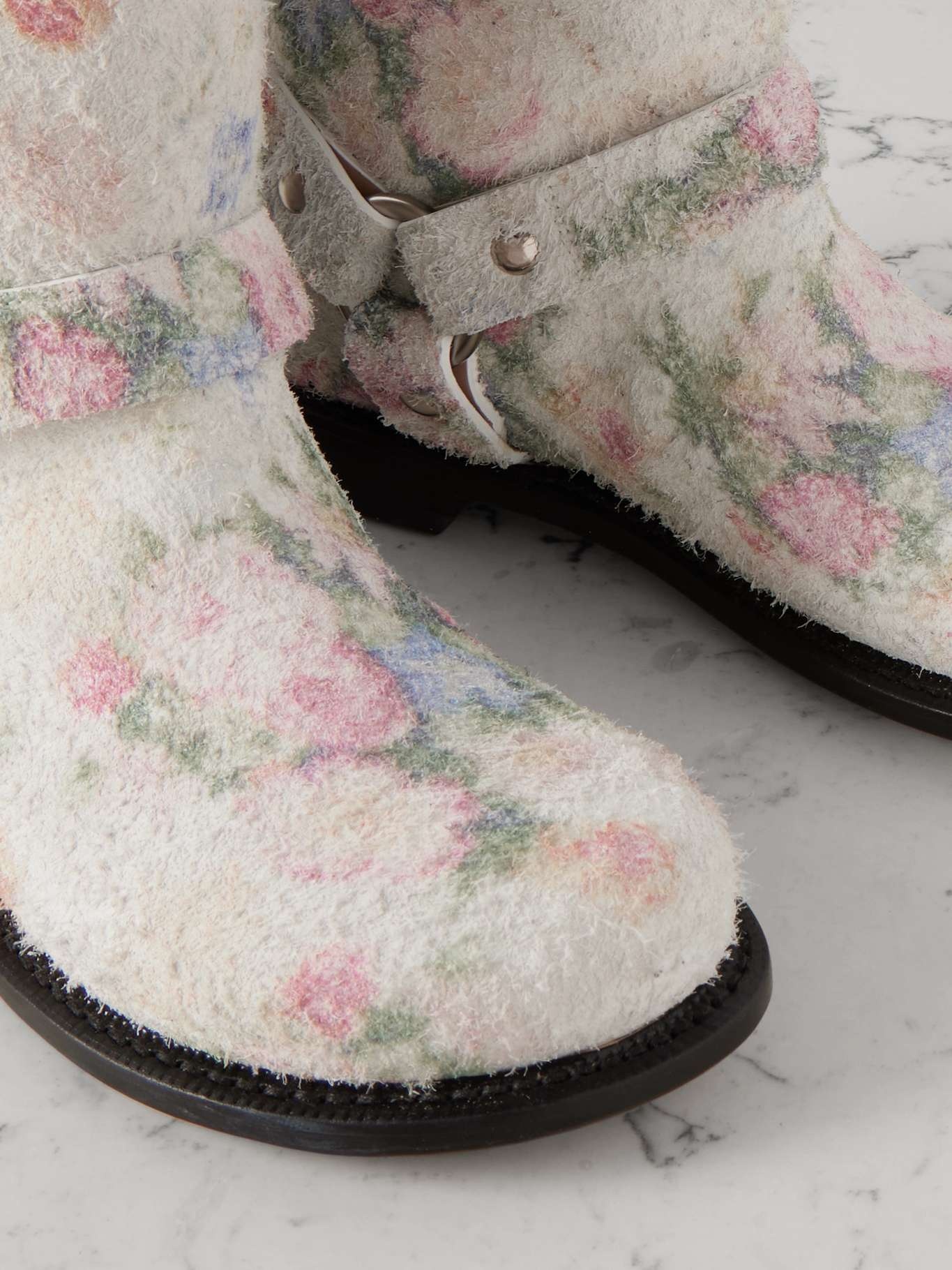 Campo floral-print brushed-suede ankle boots - 4