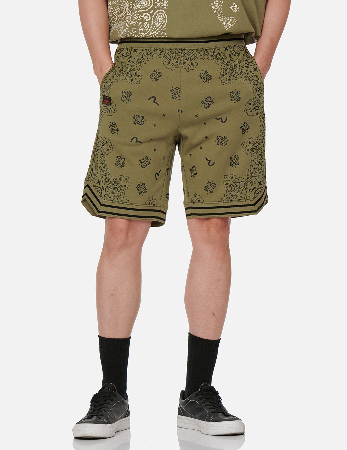 ALLOVER PAISLEY PRINT SWEAT SHORTS - 4