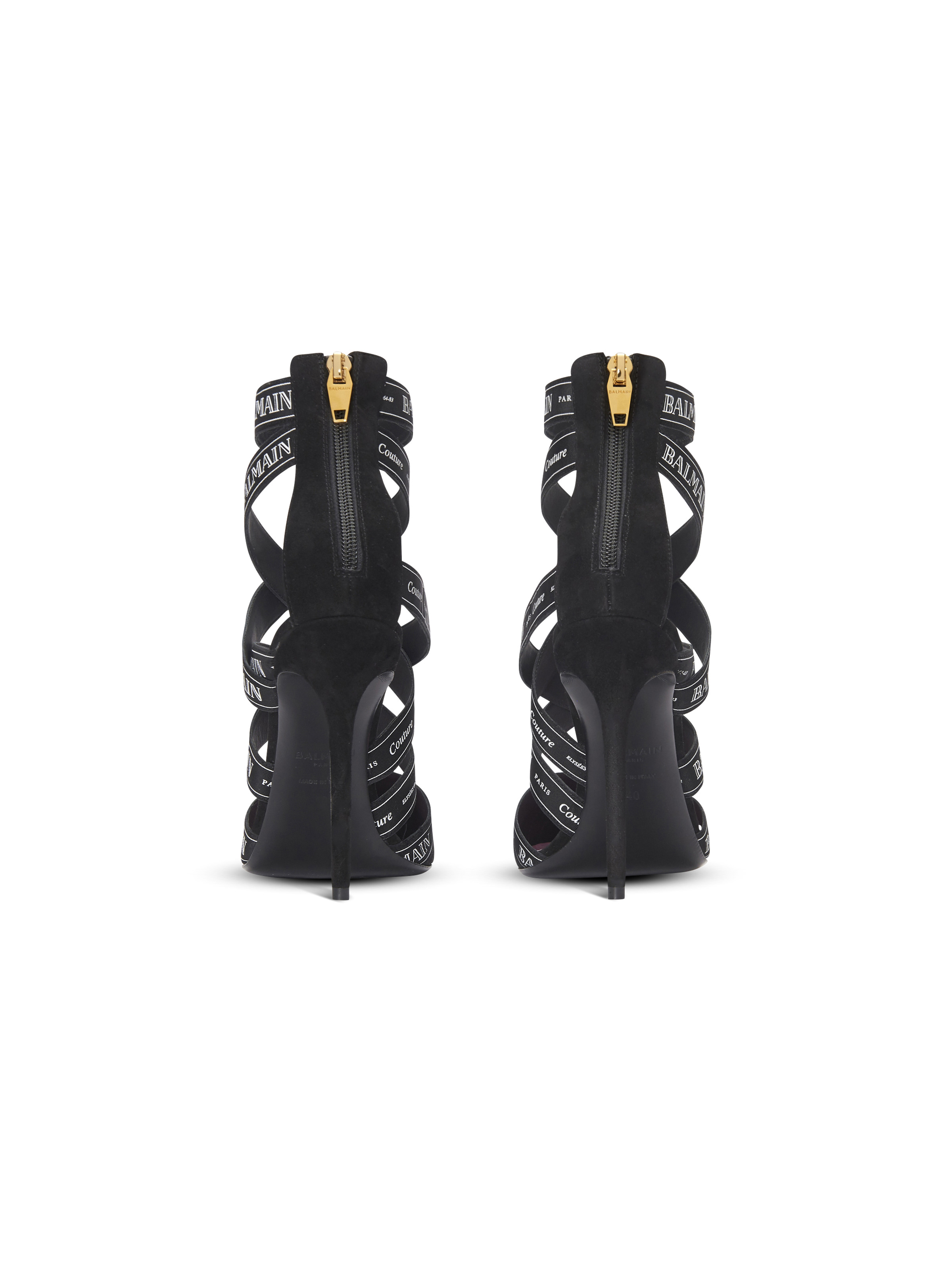 Couture suede heels with Balmain ribbon motif - 4