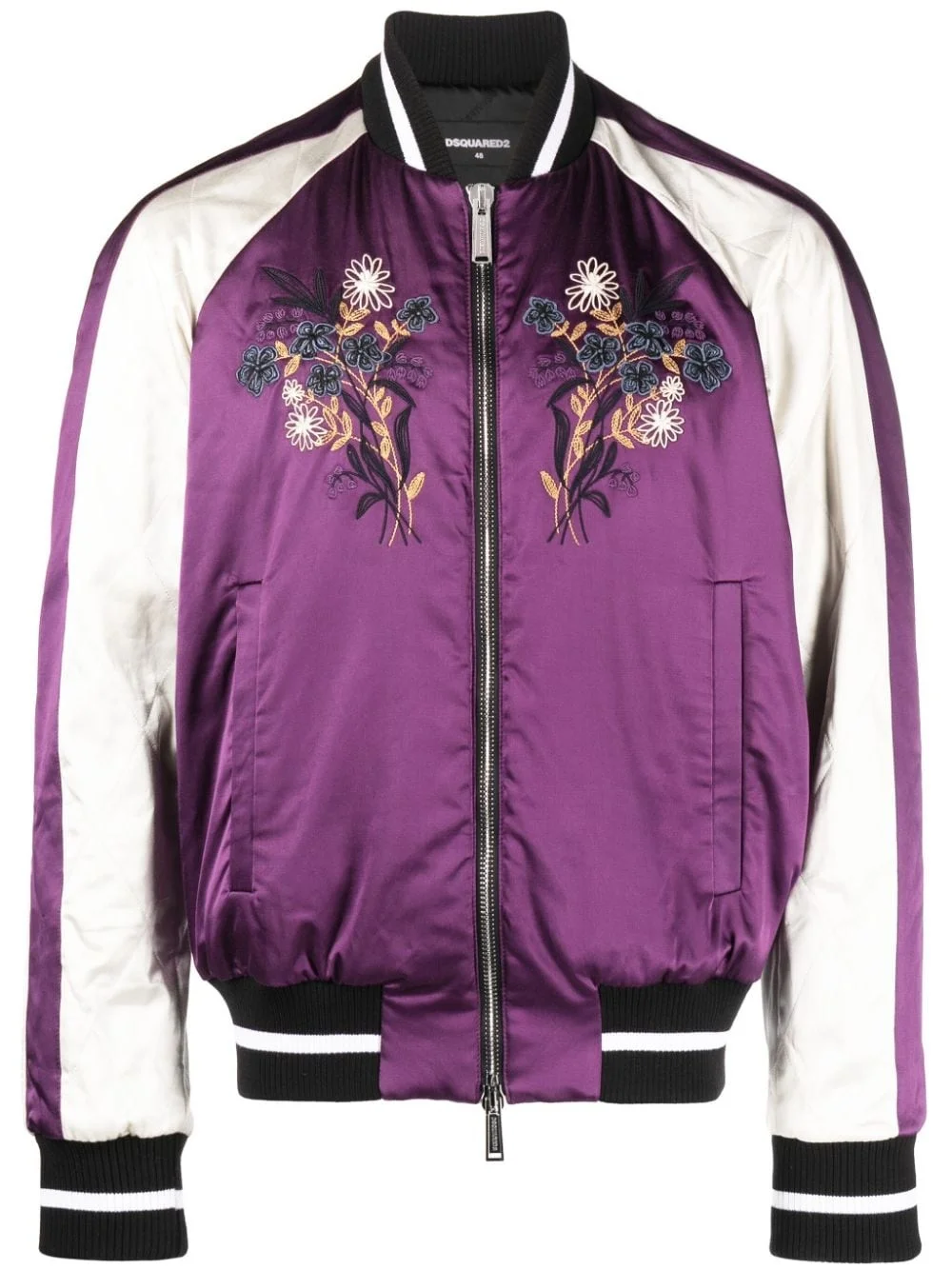 floral-embroidered bomber jacket - 1