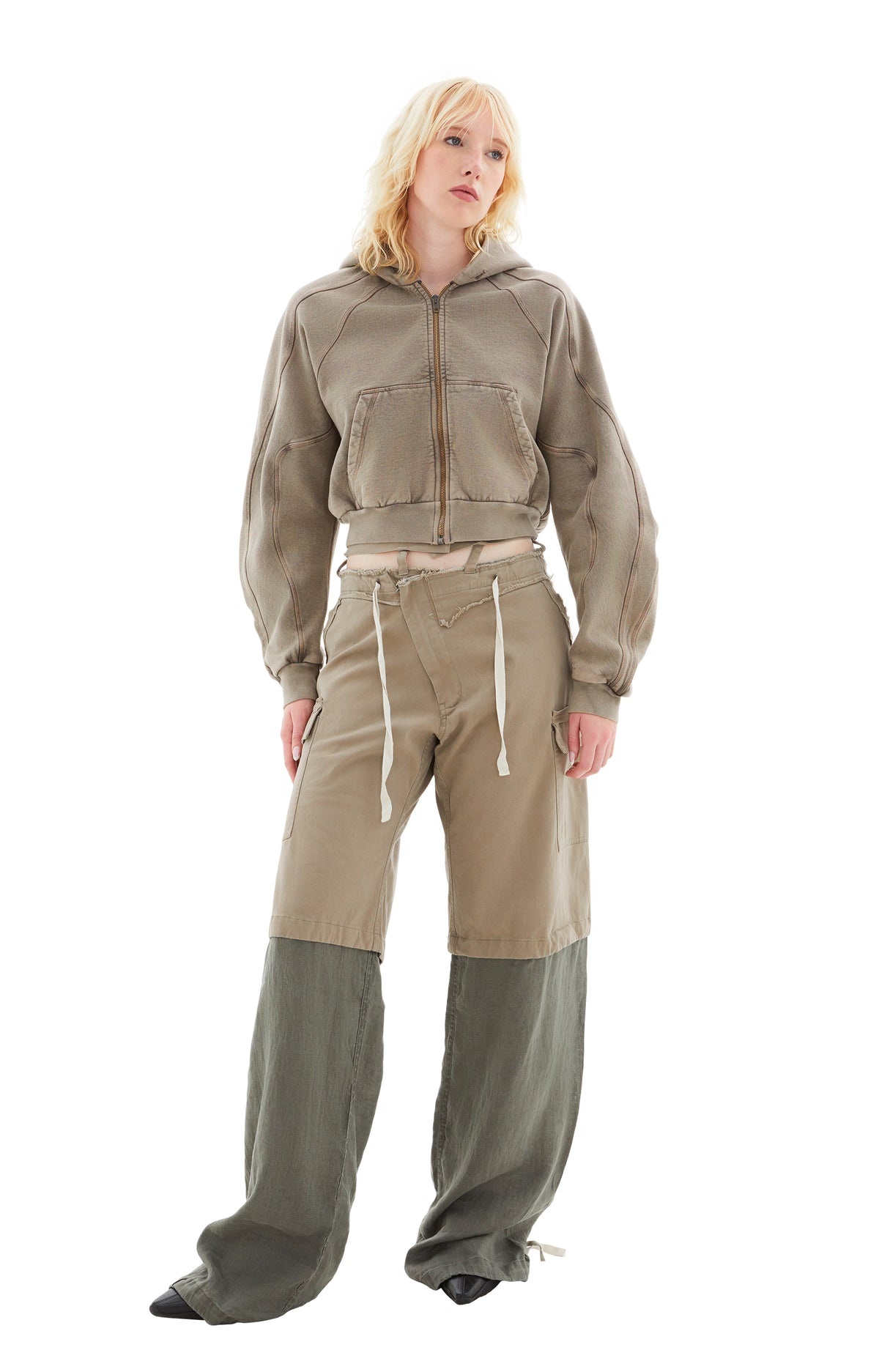 BAGGY CARGO PANTS (OLIVE GREY) - 1