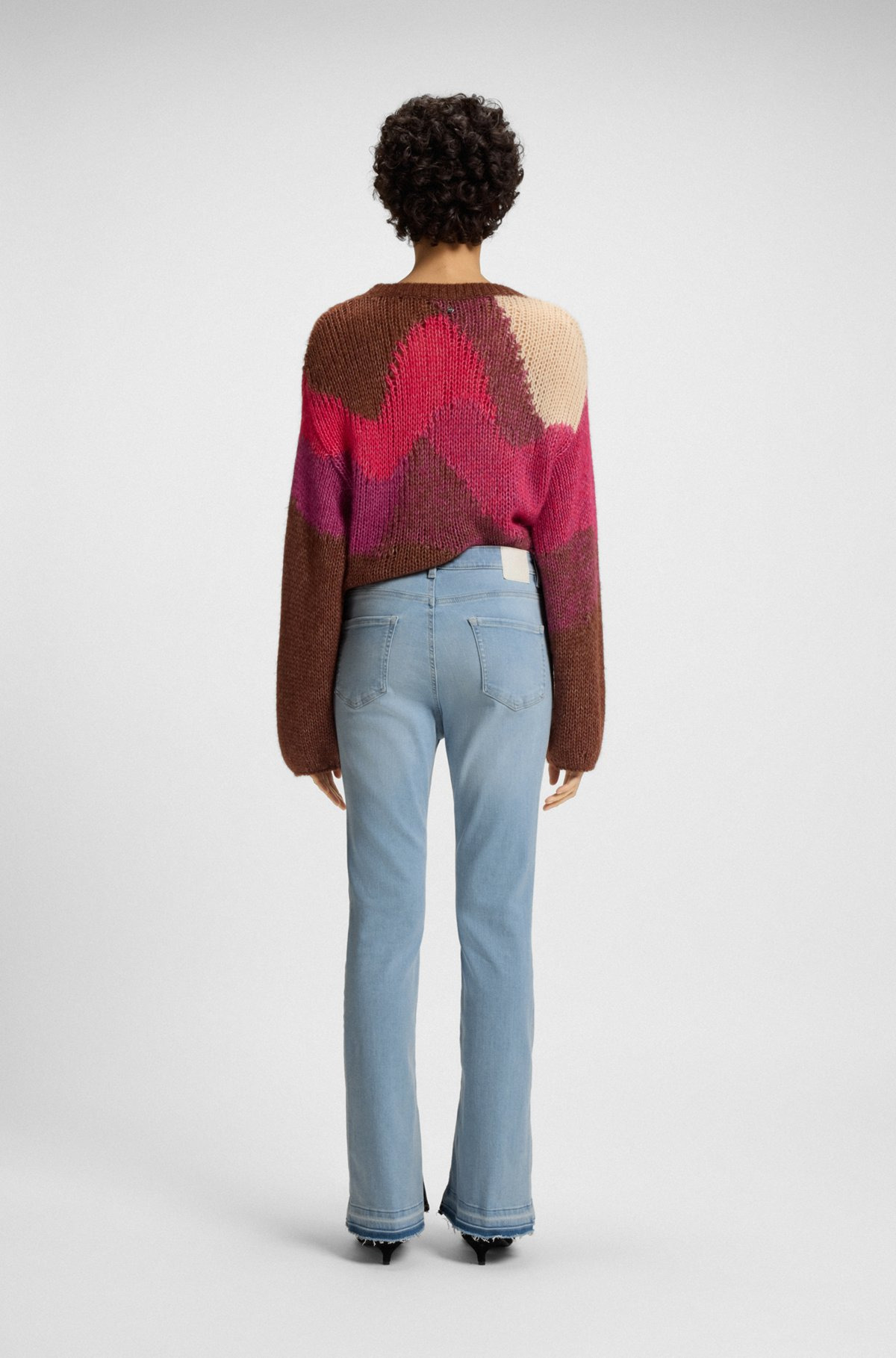 BOOTCUT JEANS IN BLUE STRETCH DENIM WITH SLIT HEMS - 4