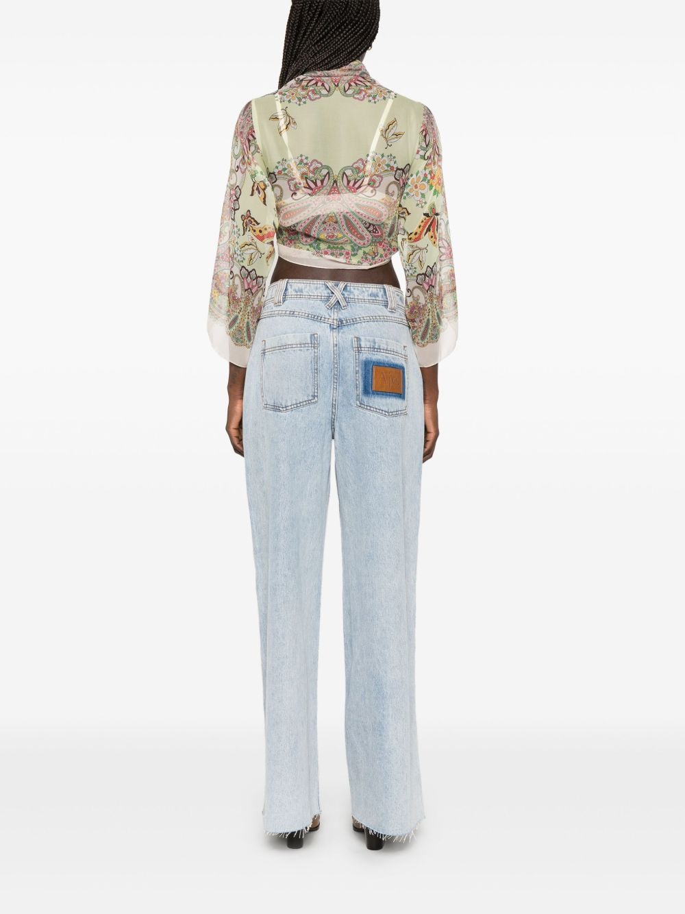 paisley-print silk cape - 4