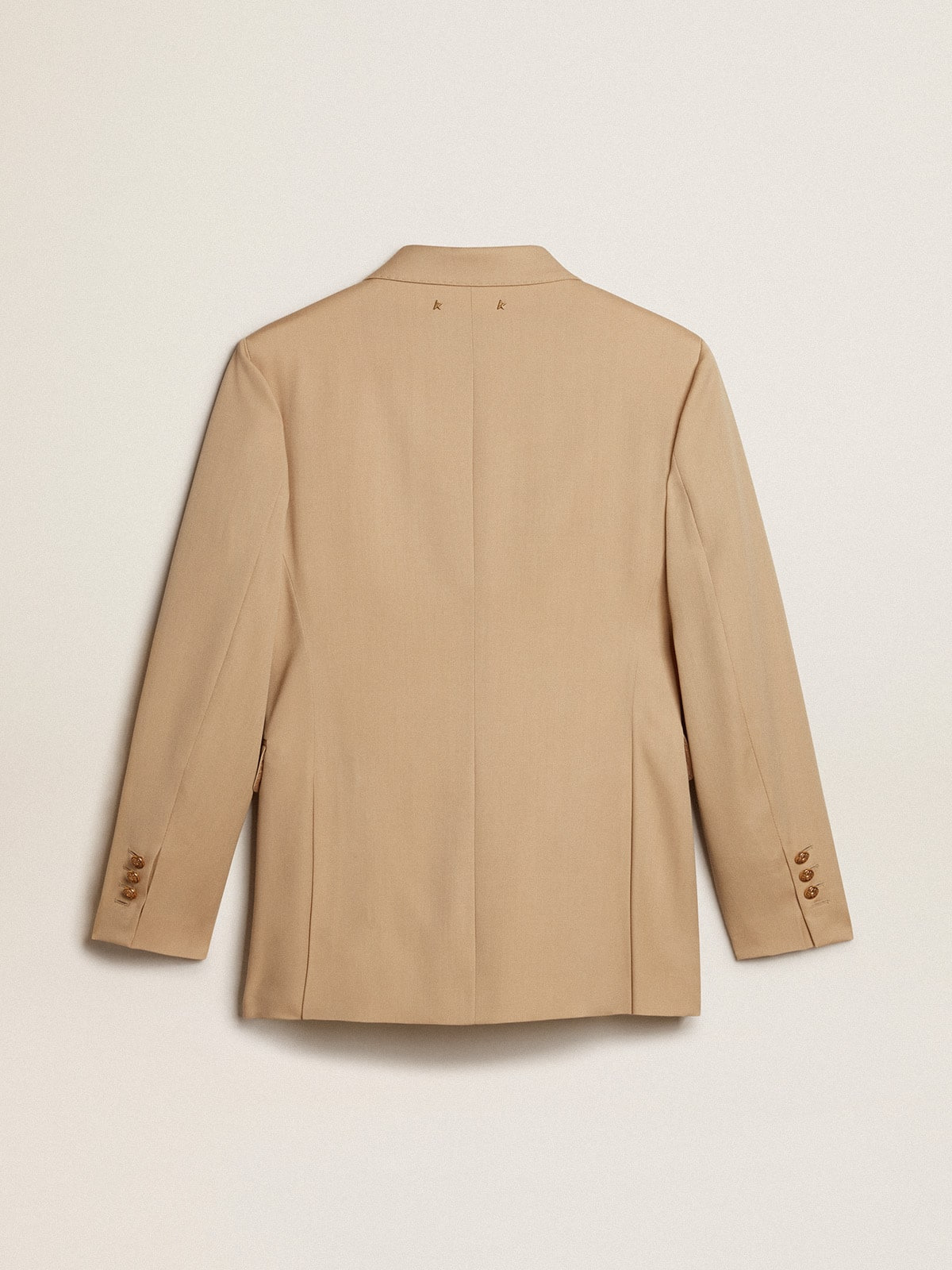 Women’s double-breasted blazer in sand with gold heraldic buttons - 6