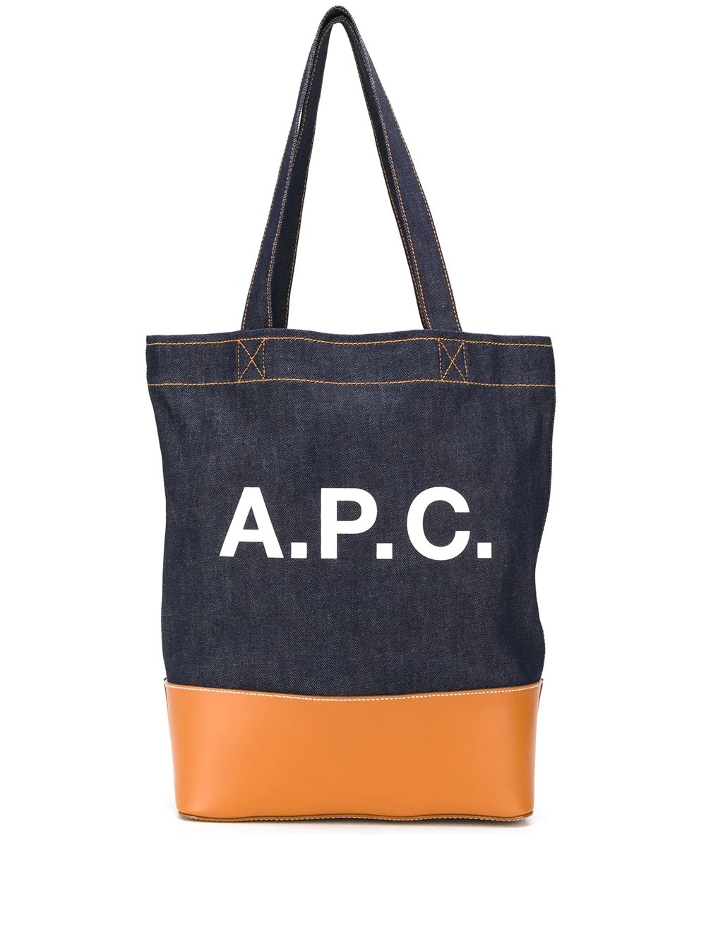 denim logo print tote - 1