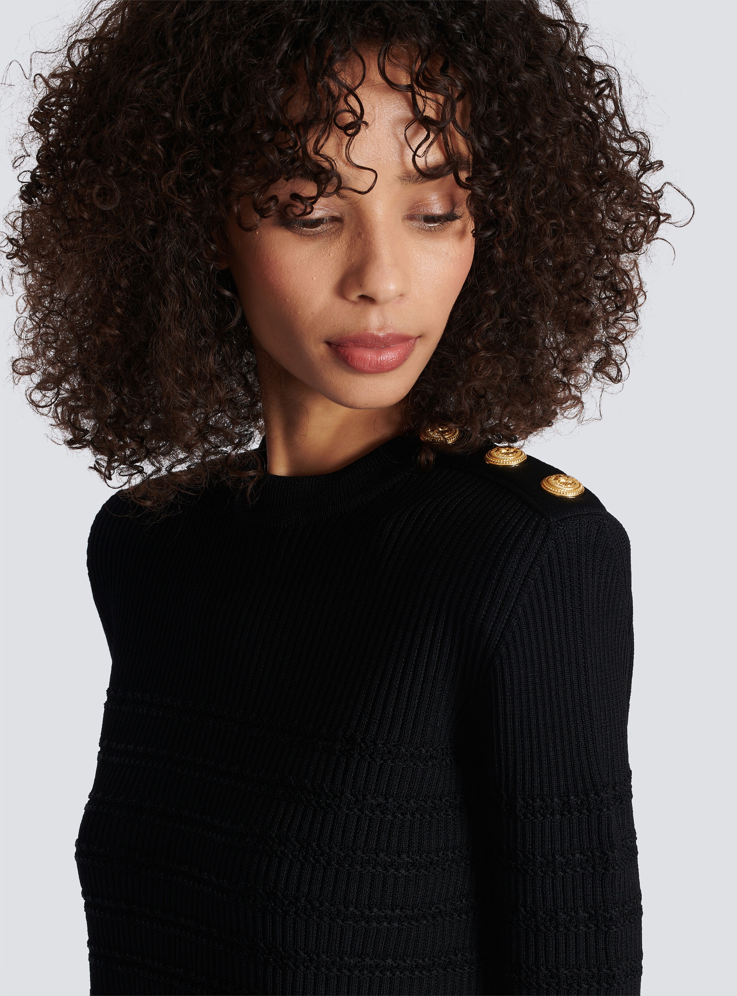 Knit jumper with gold buttons - 6