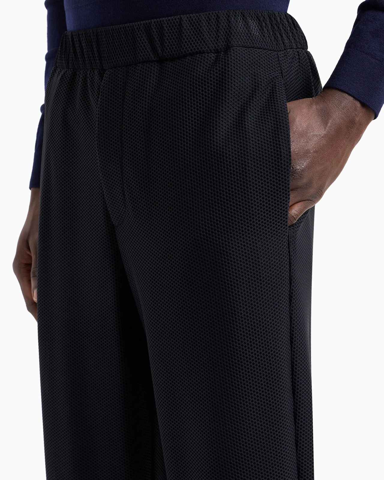 Technical waffle flat-front trousers - 5