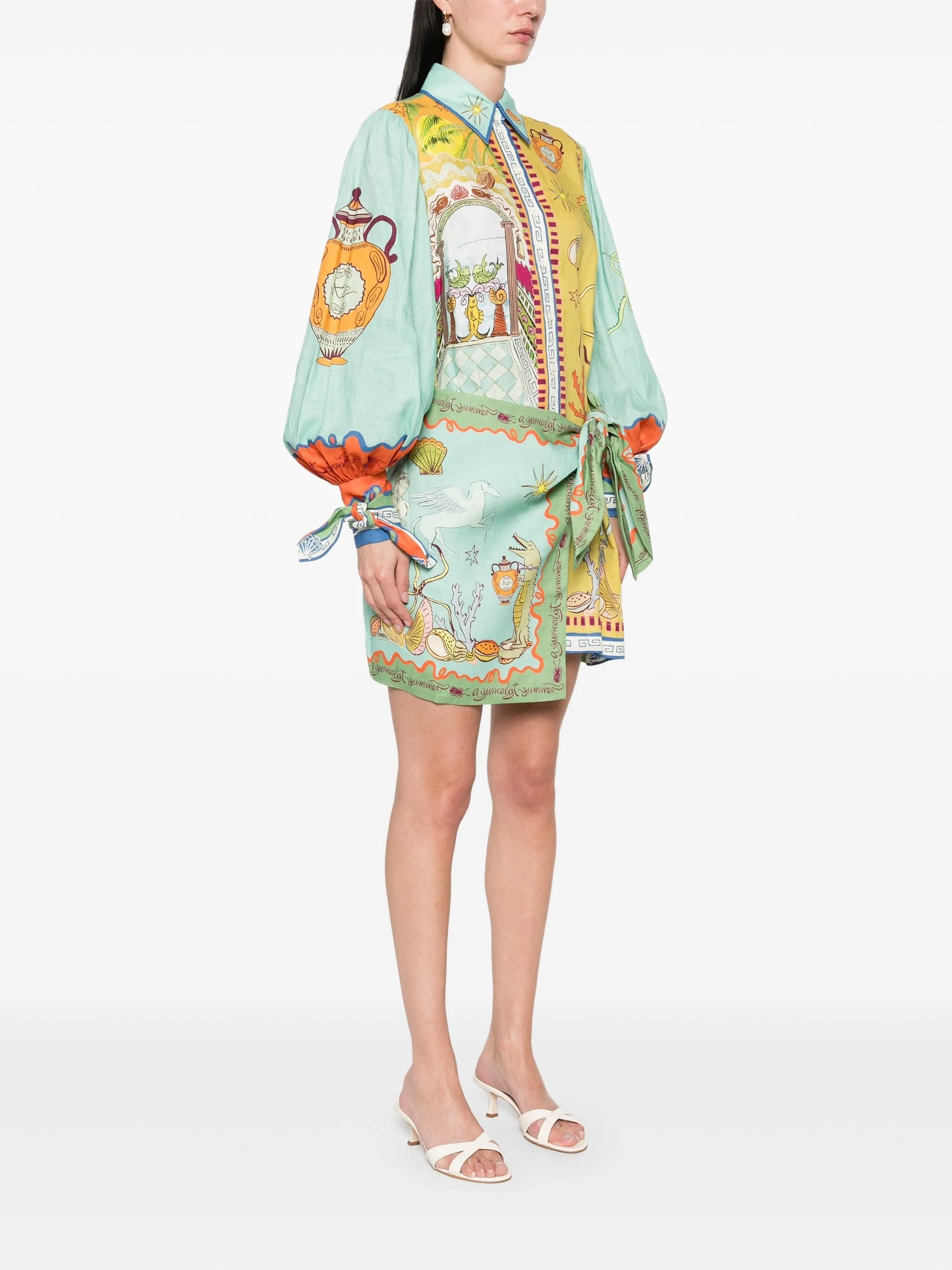 Surrealist Summer Mini Shirtdress - 5