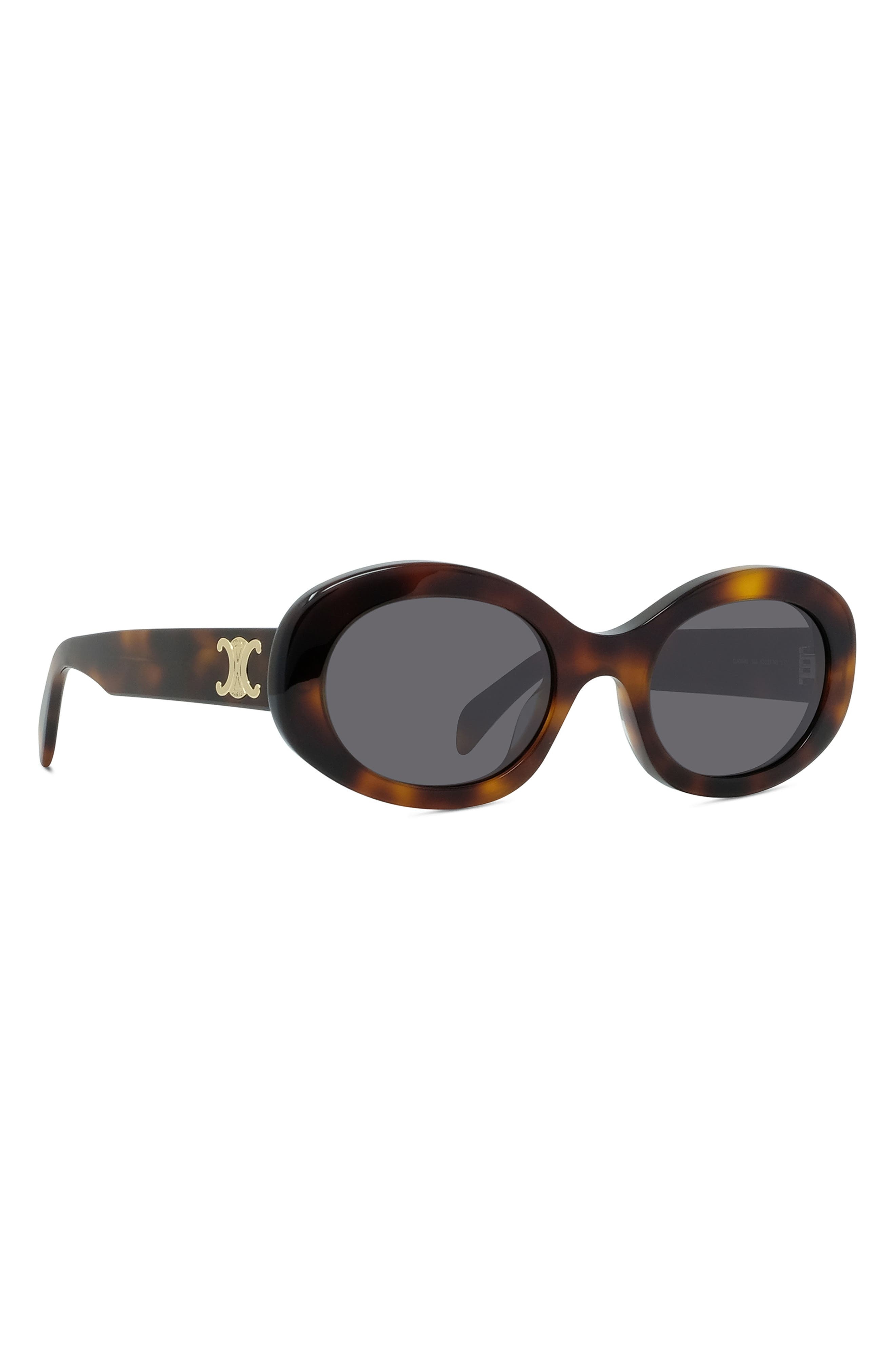 CELINE Triomphe 52mm Oval Sunglasses in Shiny Classic Havana/Smoke at Nordstrom - 7