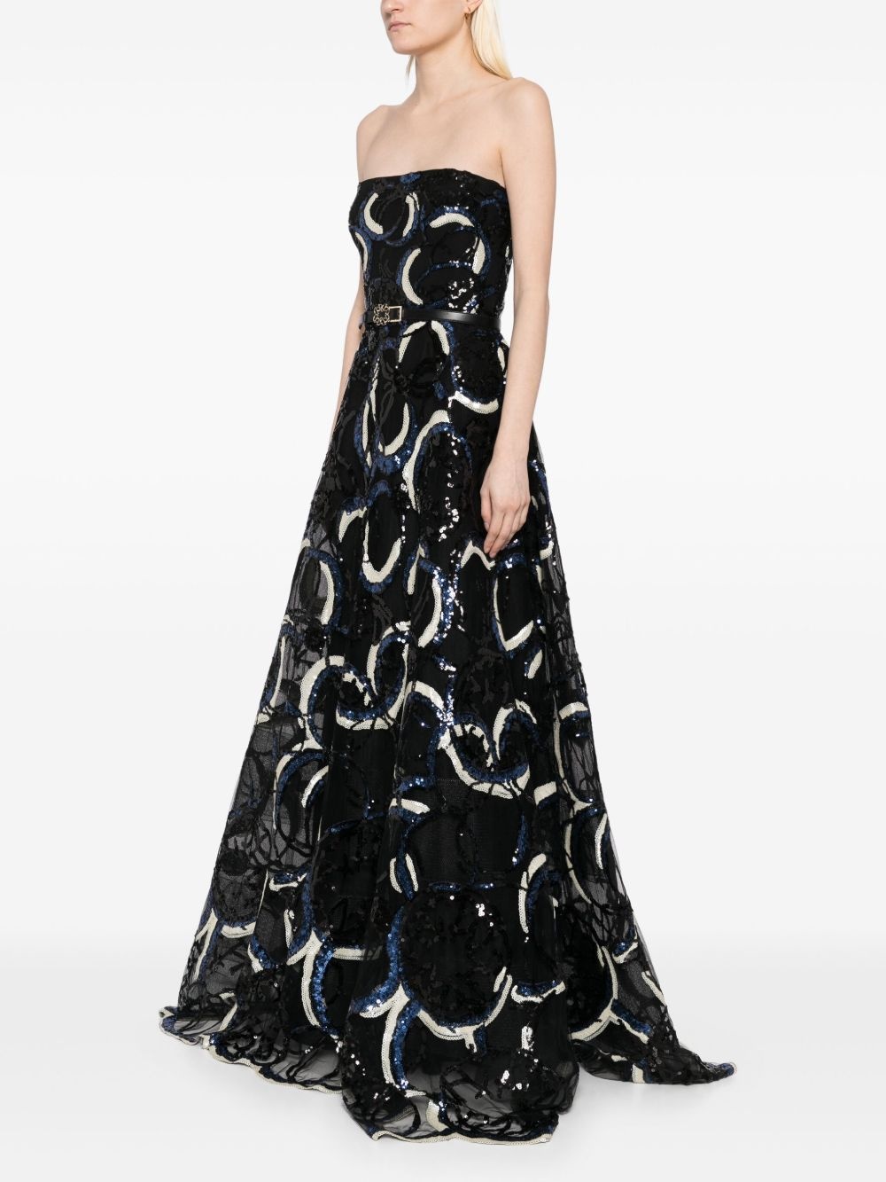 embroidered strapless gown - 3