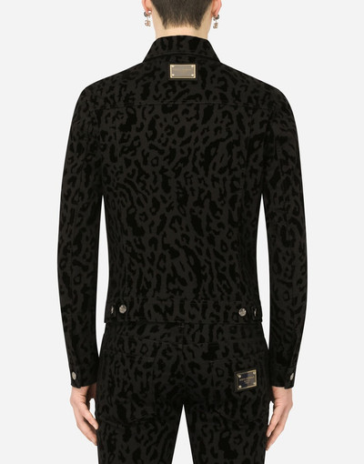 Dolce & Gabbana Stretch denim jacket with leopard print outlook