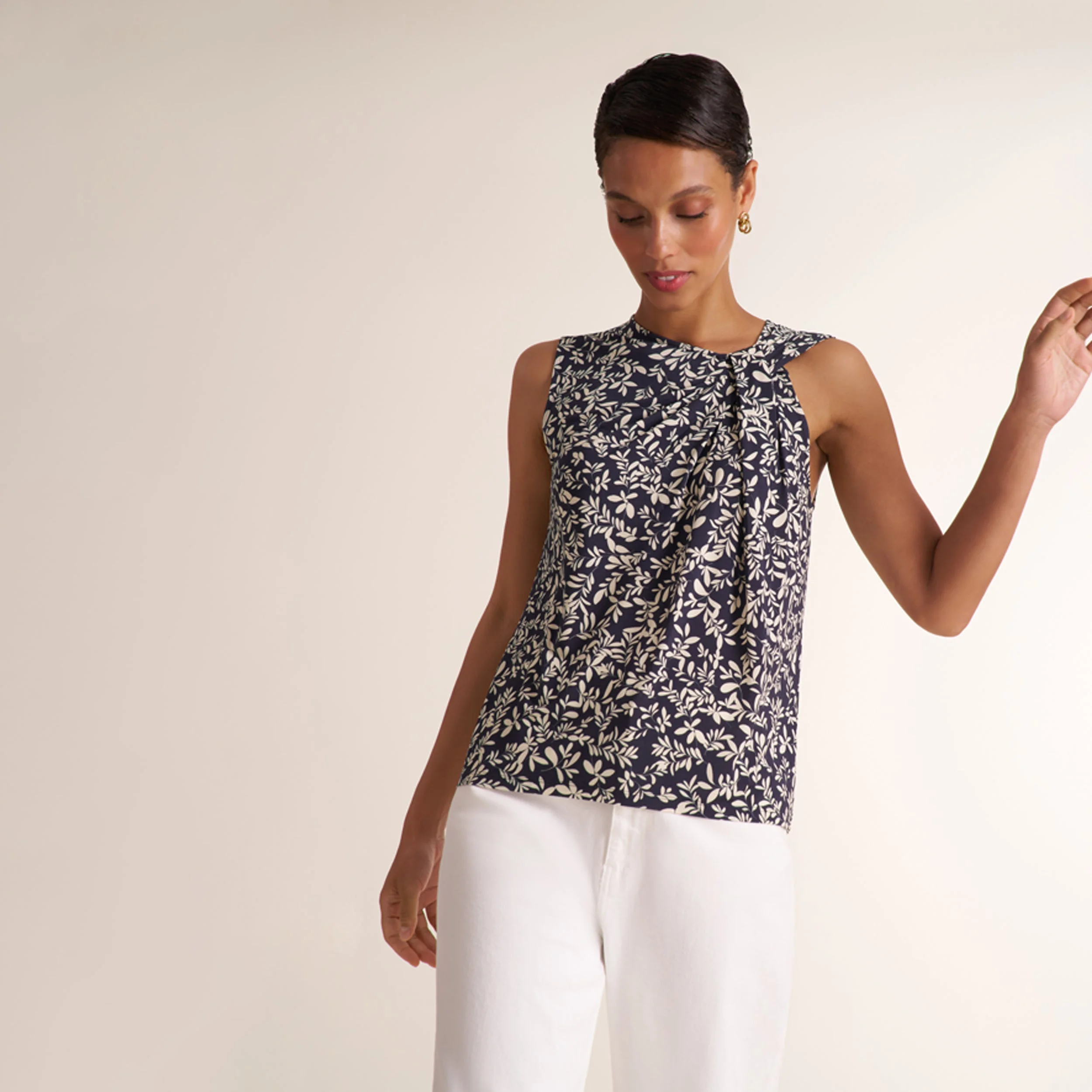 Hera Knot Top - Light Printed Jersey - 1