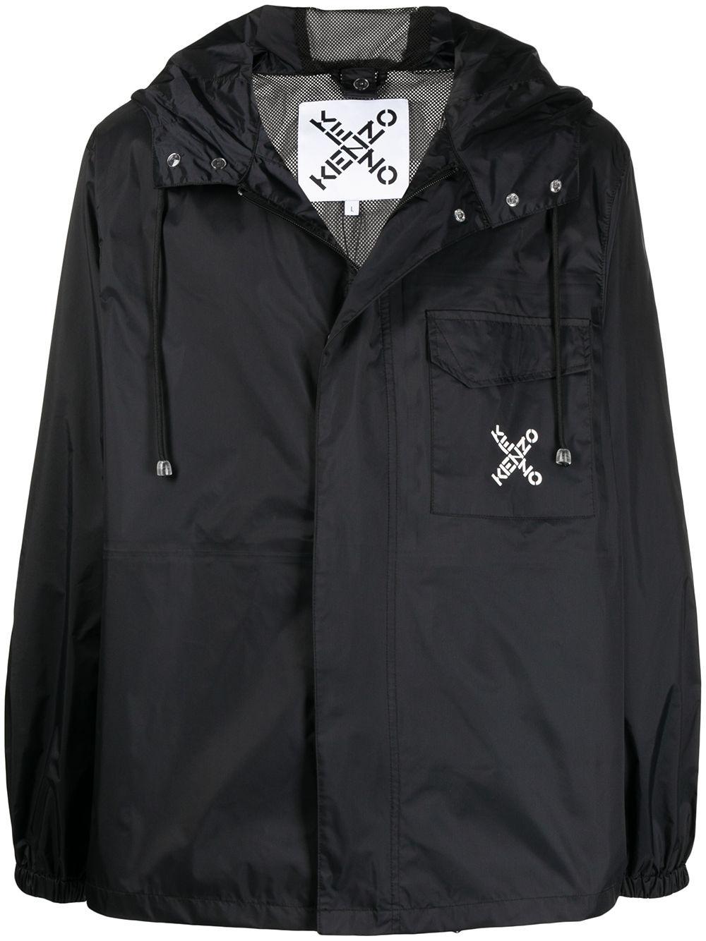 logo-print hooded rain jacket - 1