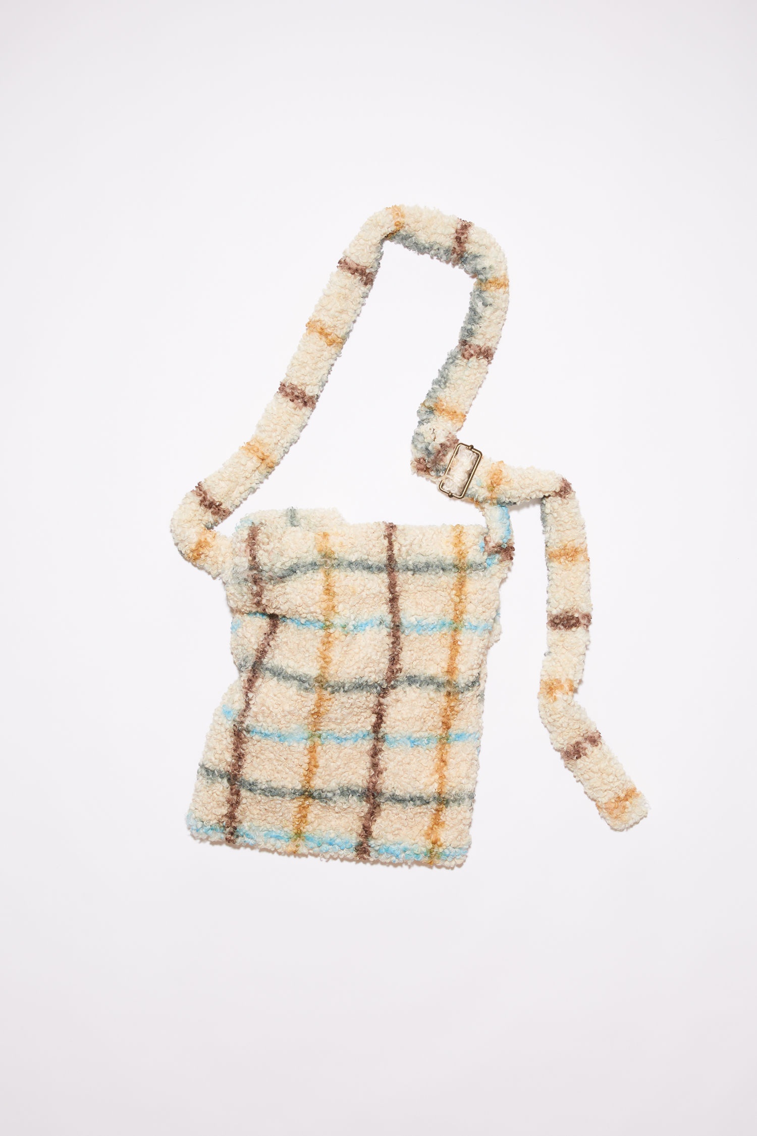 Fluffy check crossbody - Beige - 4