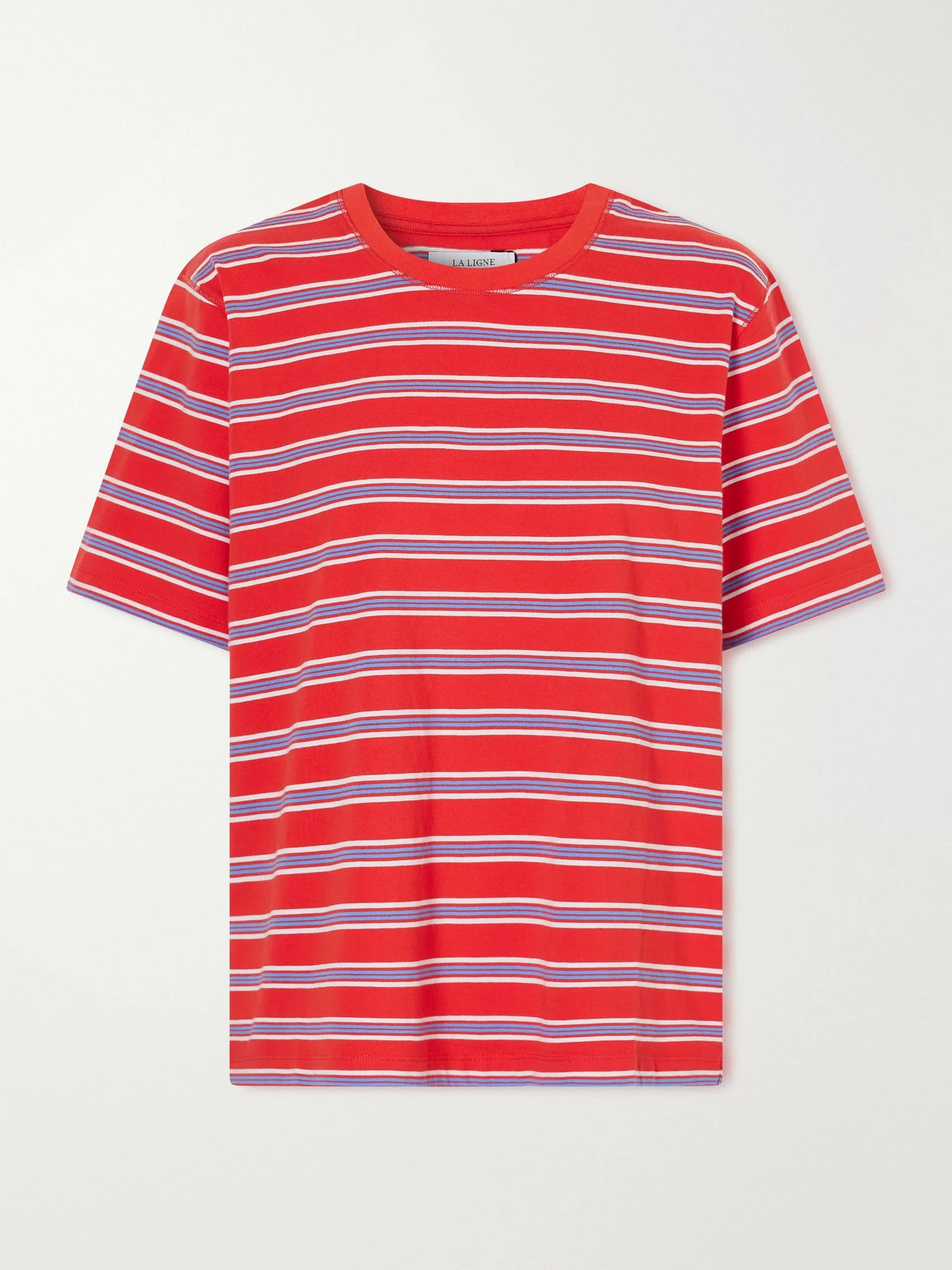 Boyfriend striped cotton-jersey T-shirt Red - 1