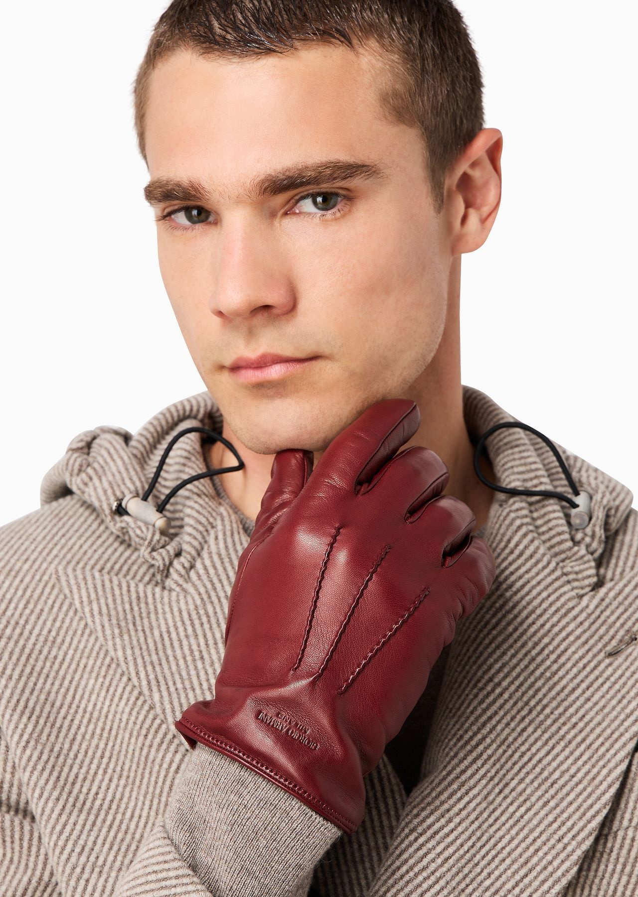 Armani leather gloves online