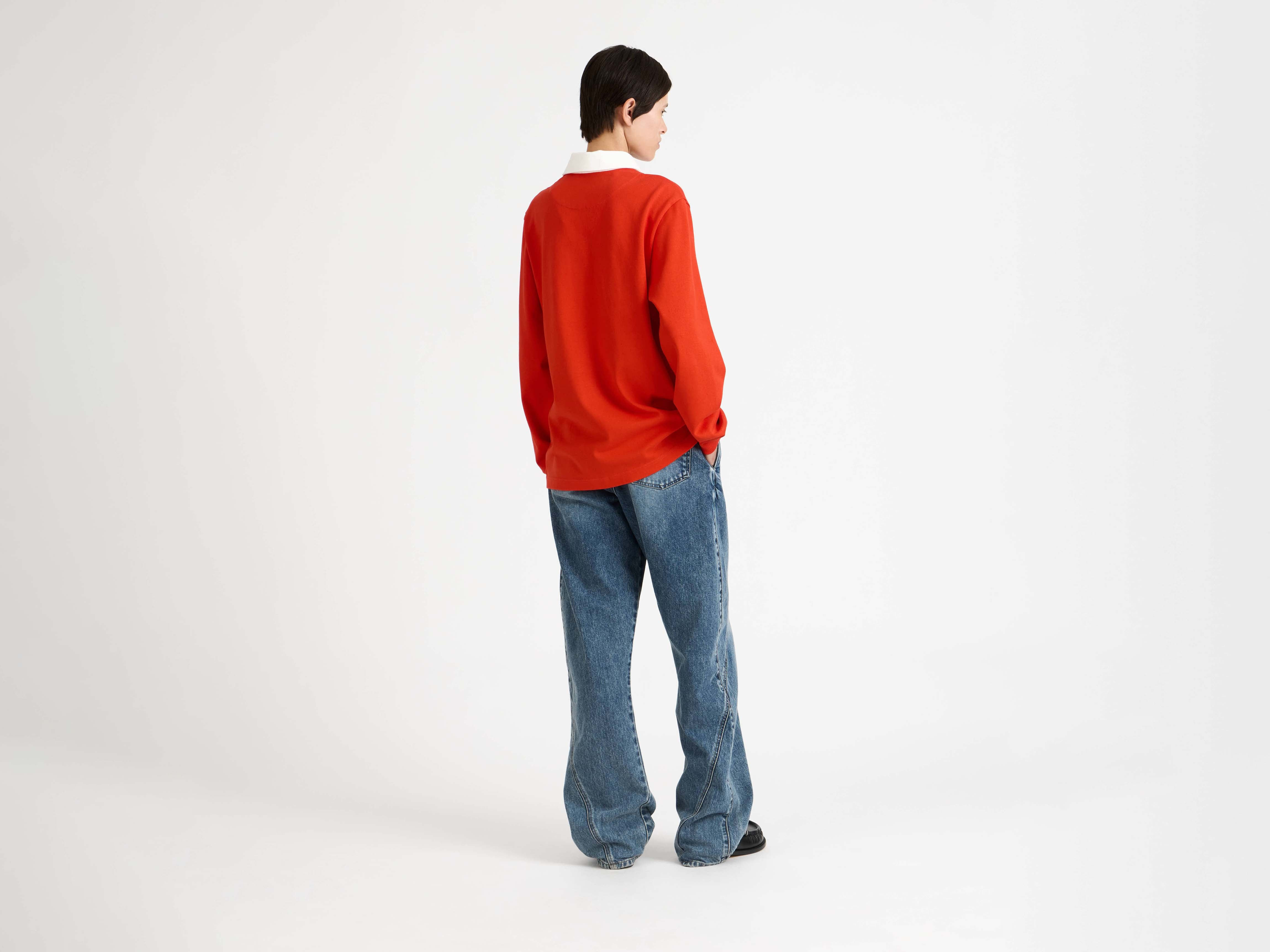 'SUPER SPEED' RUGBY POLO TOP IN BRIGHT RED - 3
