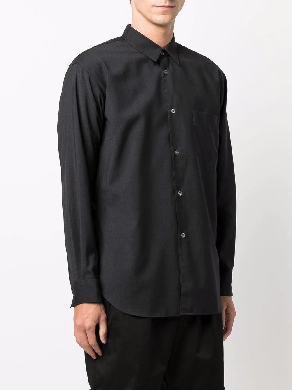 button-up wool overshirt - 3