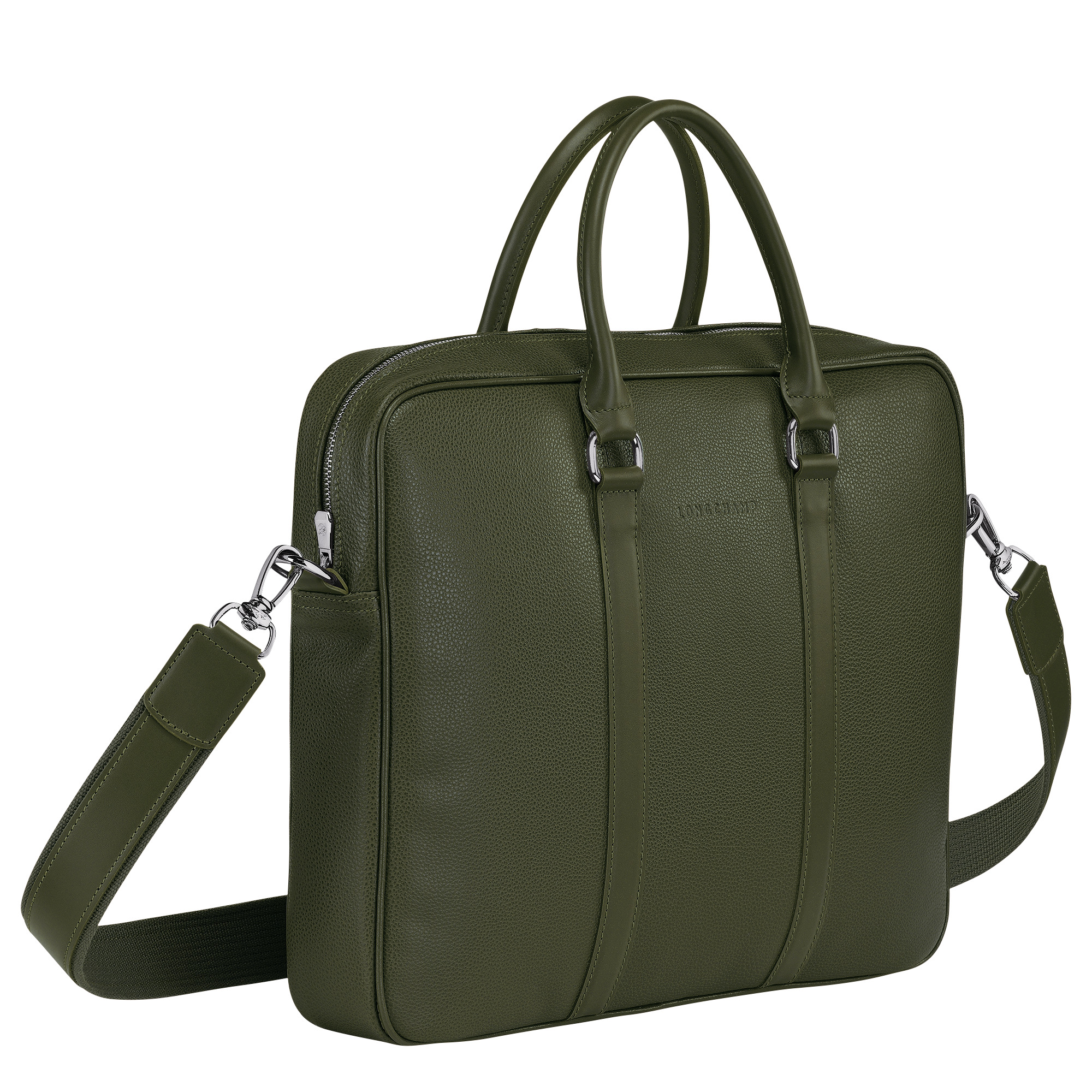 Le Foulonné S Briefcase Khaki - Leather - 3