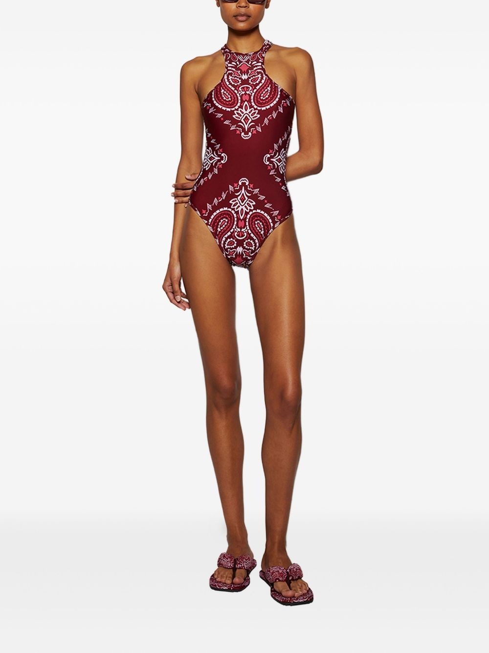 ワンピース水着 THE ATTICO Woman Swimsuit Red WBC00009PAA094AA 010 THE ATTICO bandana-print halterneck swimsuit | REVERSIBLE