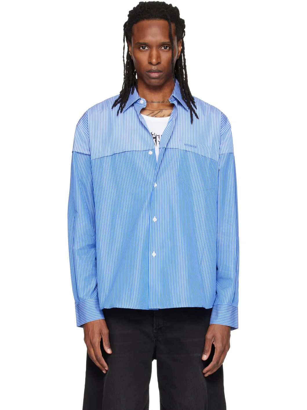 Blue Merged Cut Shirt - 1