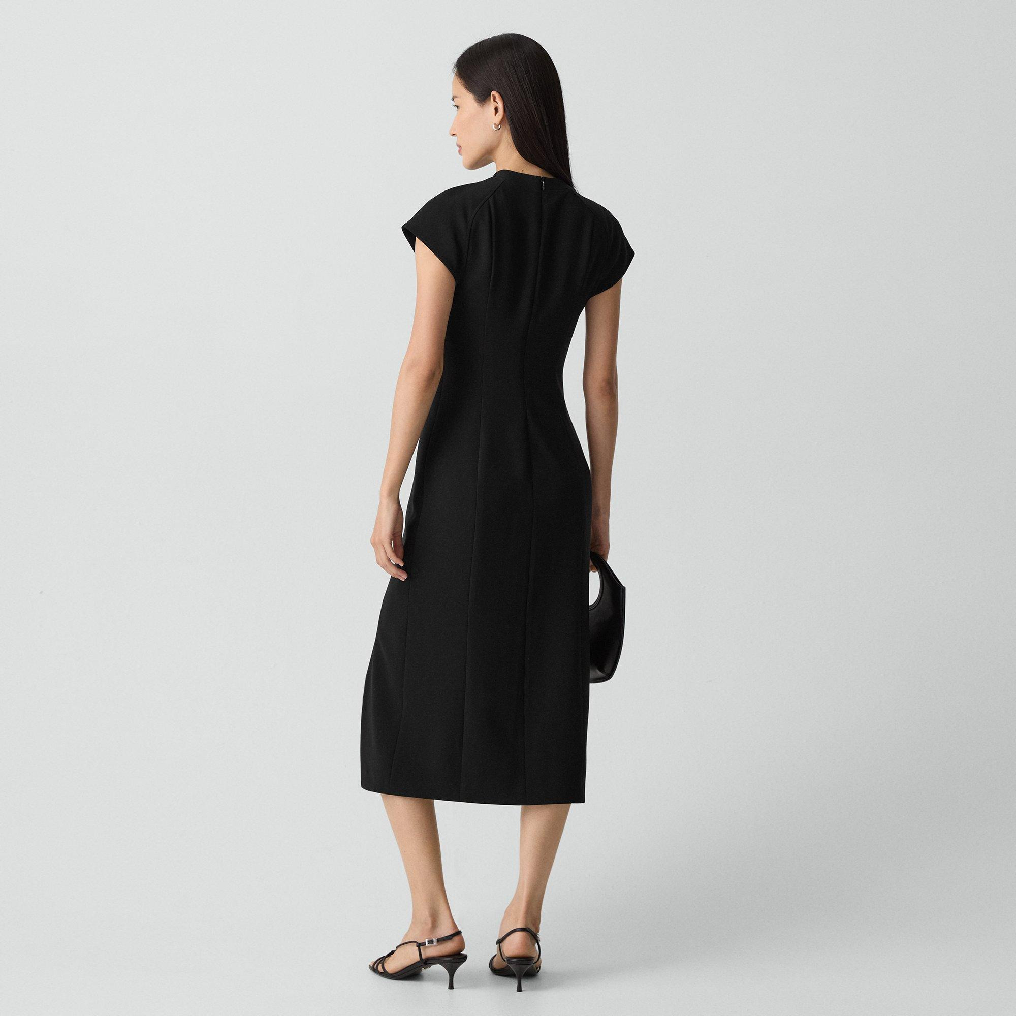 Short-Sleeve Midi Dress in Admiral Crepe - 4