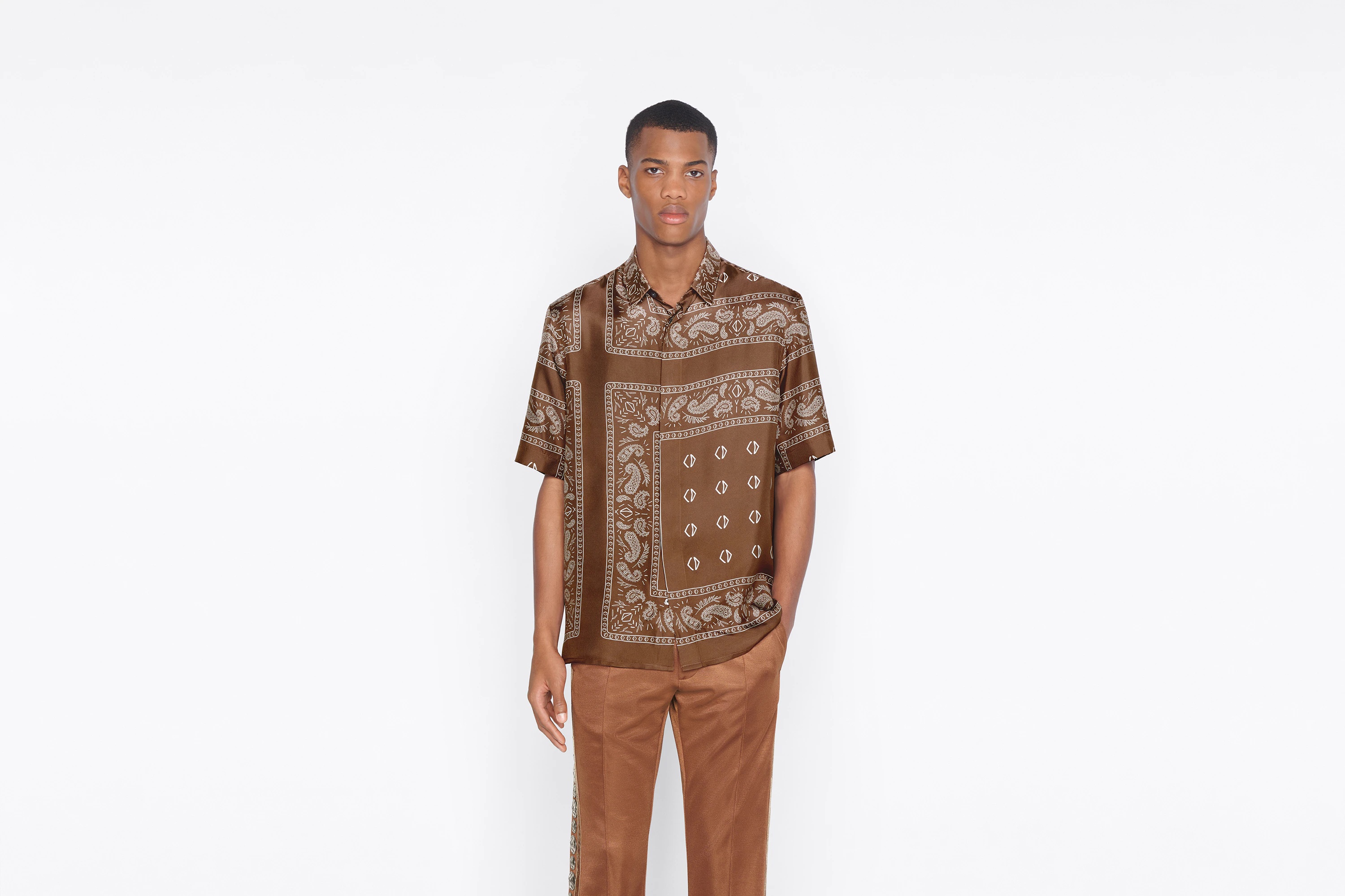 Short-Sleeved Shirt with Bandana Motif - 4
